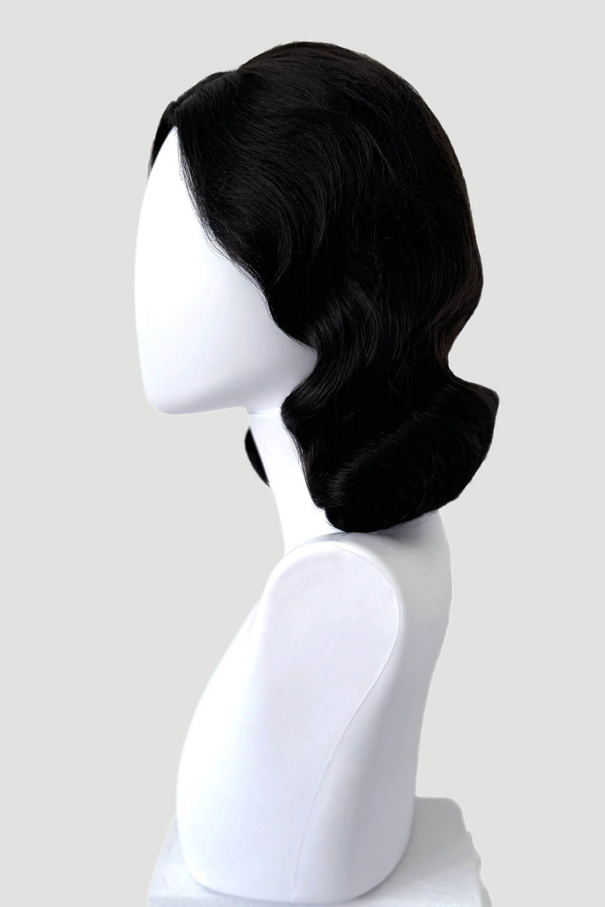 Brown, shoulder length, pinup style wig with finger waves: Honey - Image 9