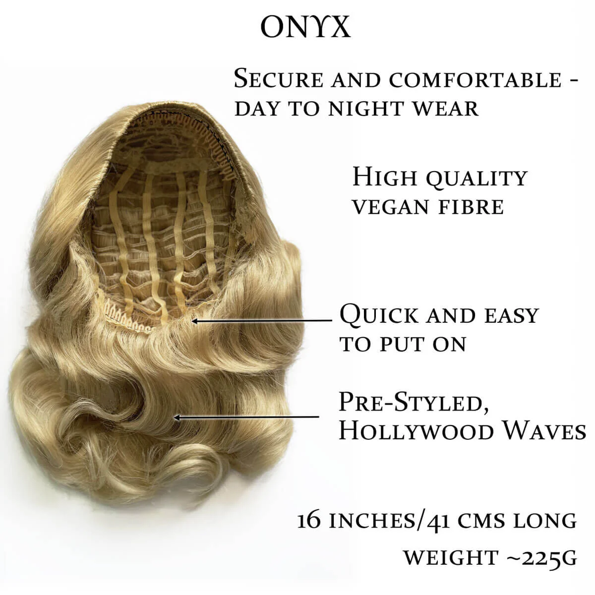 Onyx: 1950s Vintage Hollywood Waves Half Wig - Image 104