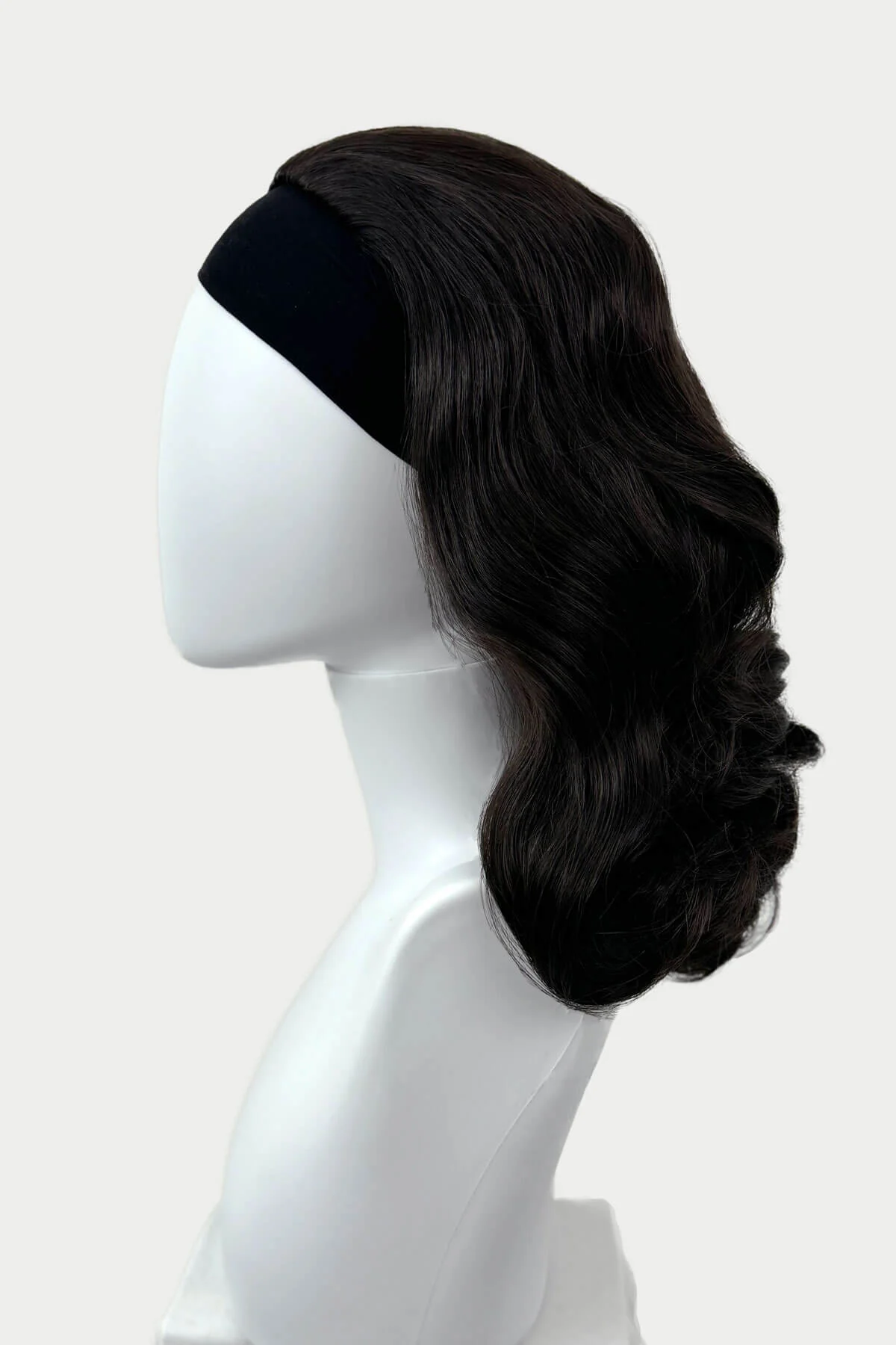 Onyx: 1950s Vintage Hollywood Waves Half Wig - Image 26