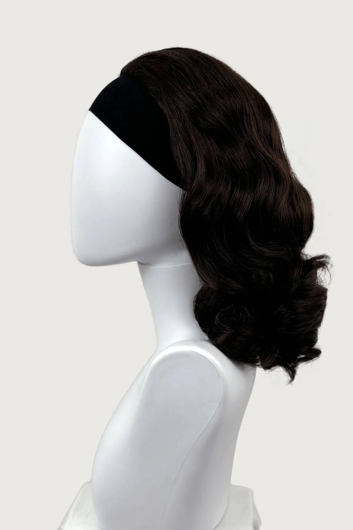 Onyx: 1950s Vintage Hollywood Waves Half Wig - Image 35