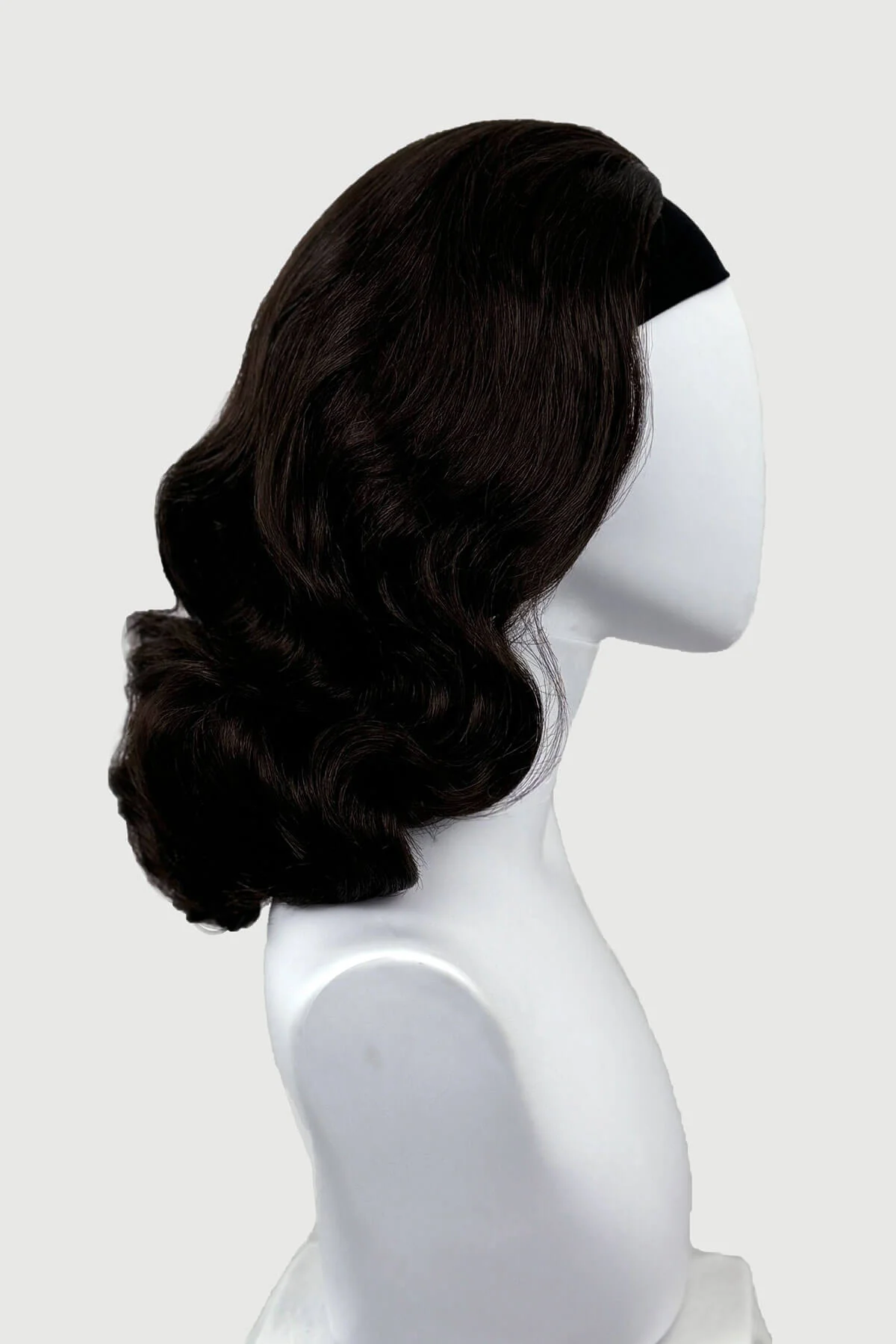 Onyx: 1950s Vintage Hollywood Waves Half Wig - Image 37