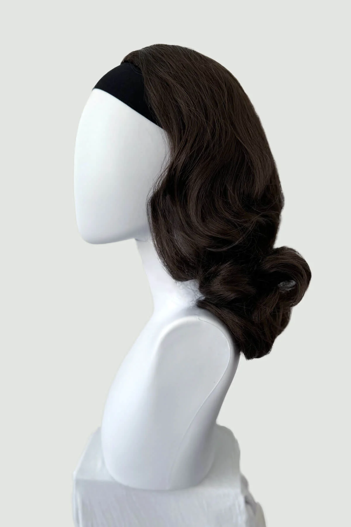 Onyx: 1950s Vintage Hollywood Waves Half Wig - Image 47