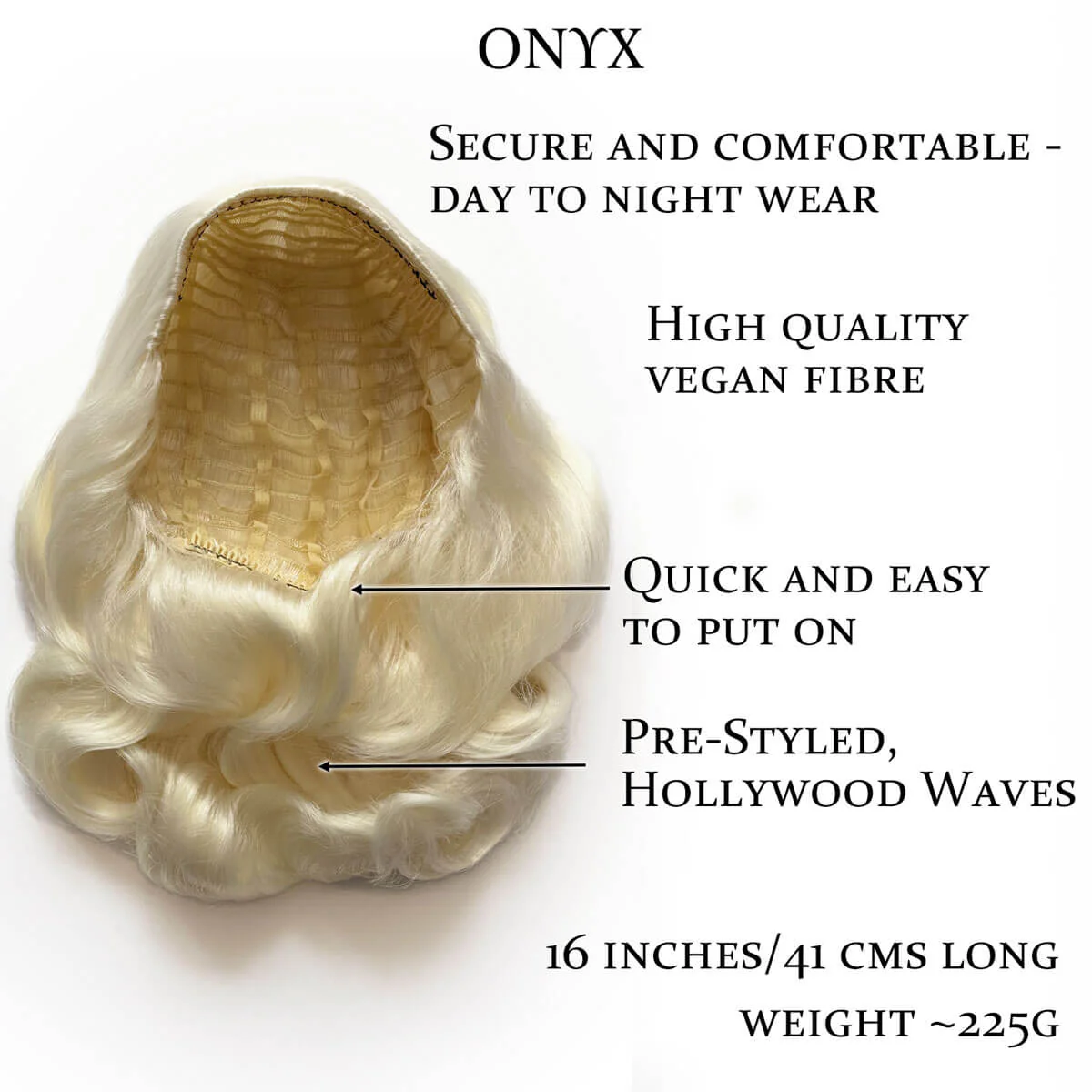 Onyx: 1950s Vintage Hollywood Waves Half Wig - Image 67