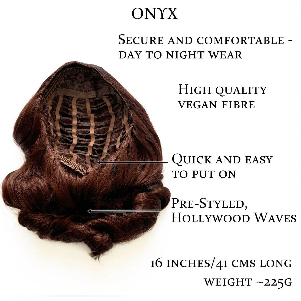 Onyx: 1950s Vintage Hollywood Waves Half Wig - Image 76