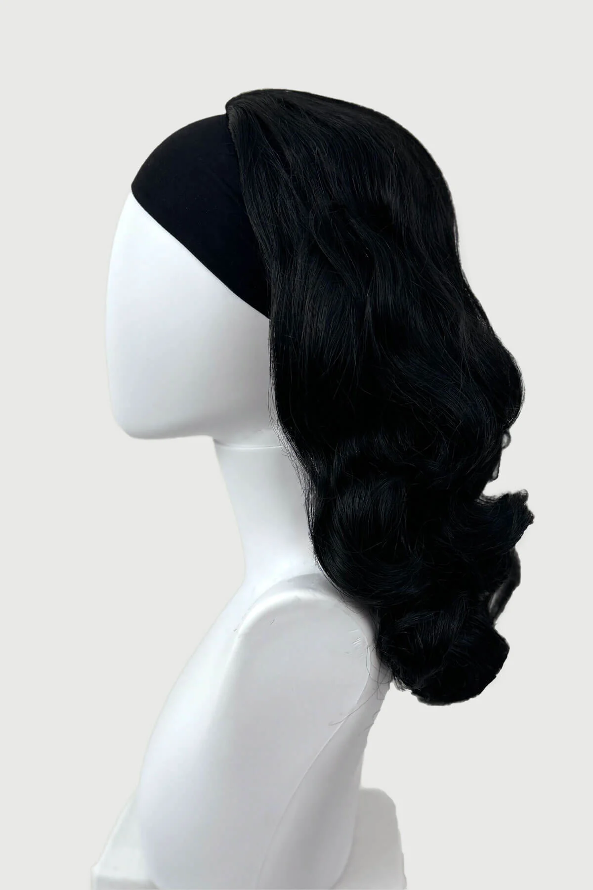 Onyx: 1950s Vintage Hollywood Waves Half Wig - Image 8