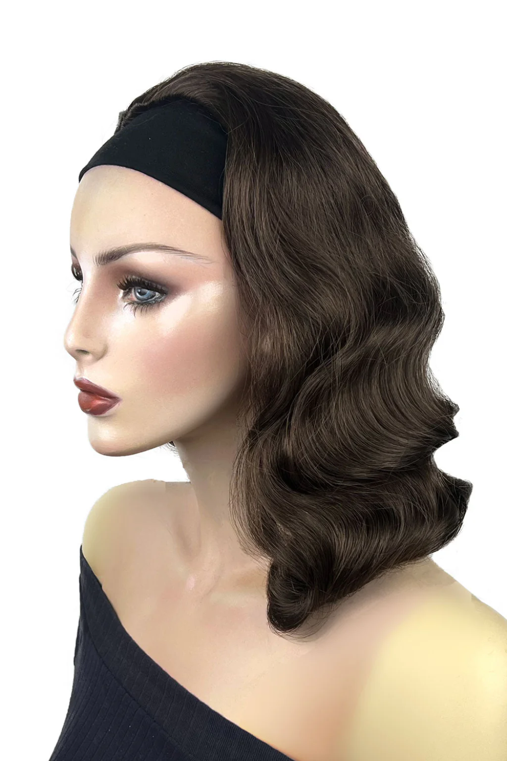 Half wig hairpiece, just below shoulder length, with deep finger waves: Deborah - Image 12