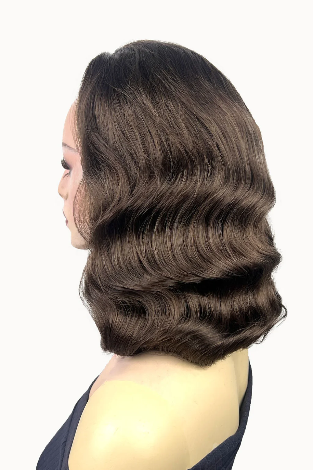 Half wig hairpiece, just below shoulder length, with deep finger waves: Deborah - Image 14