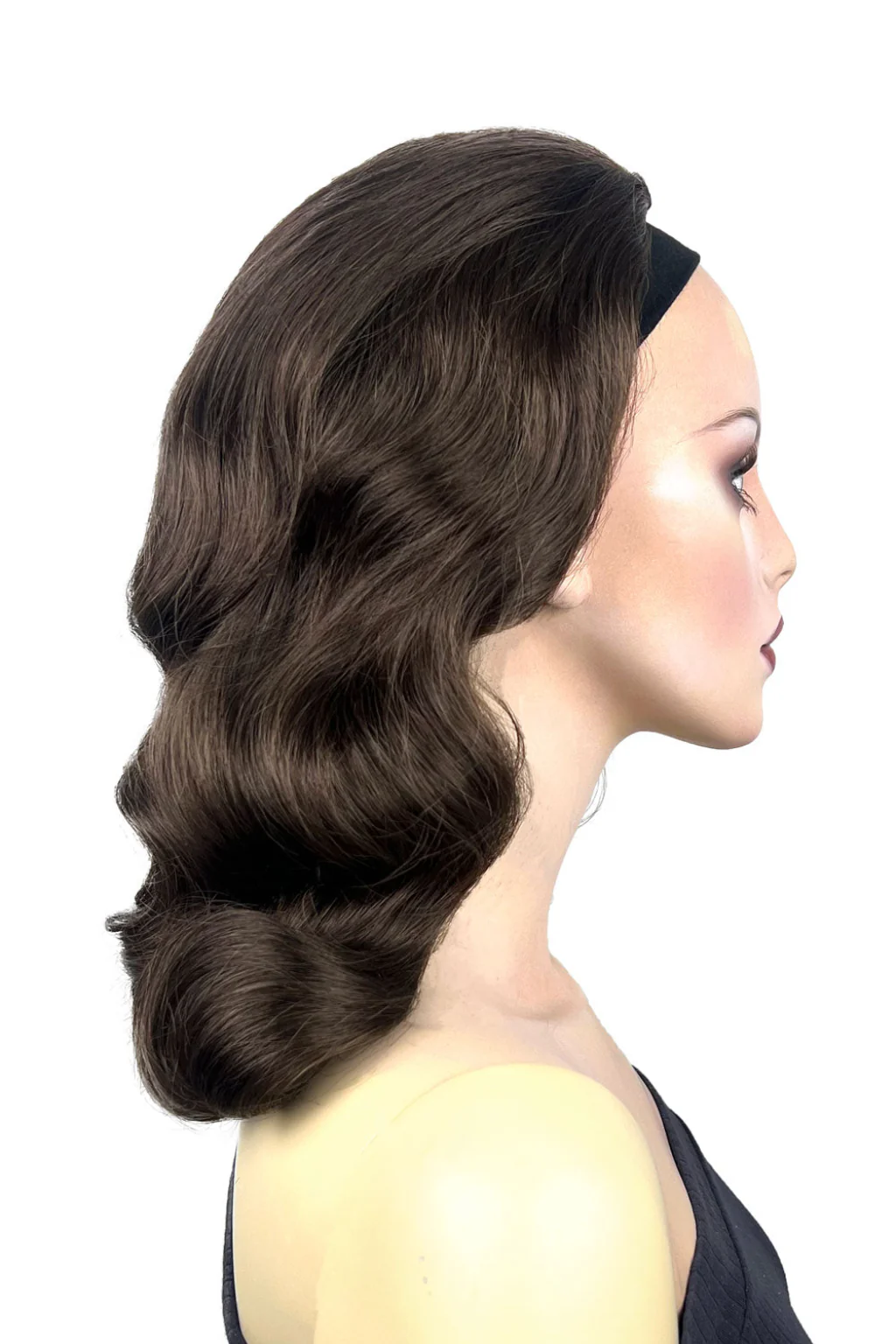 Half wig hairpiece, just below shoulder length, with deep finger waves: Deborah - Image 15