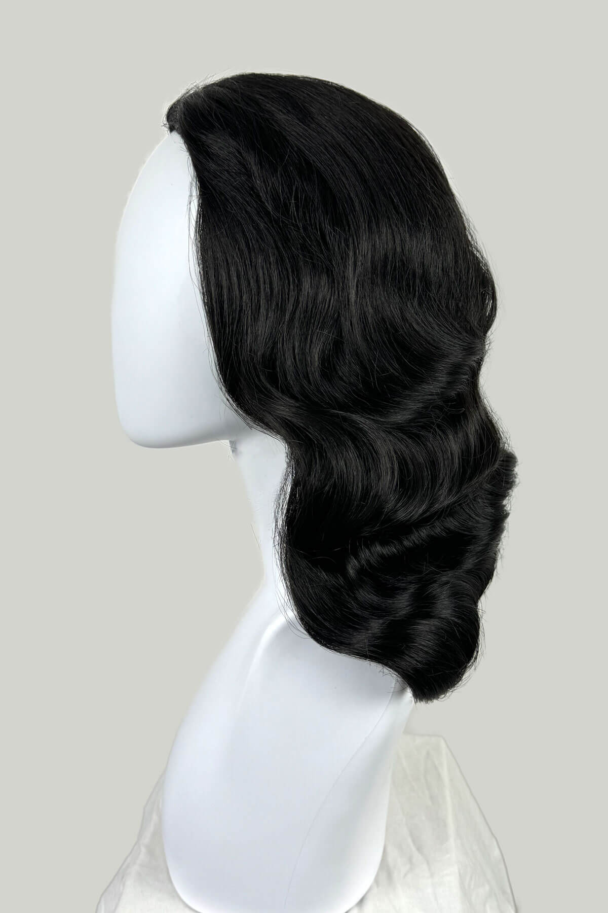 Half wig hairpiece, just below shoulder length, with deep finger waves: Deborah - Image 18