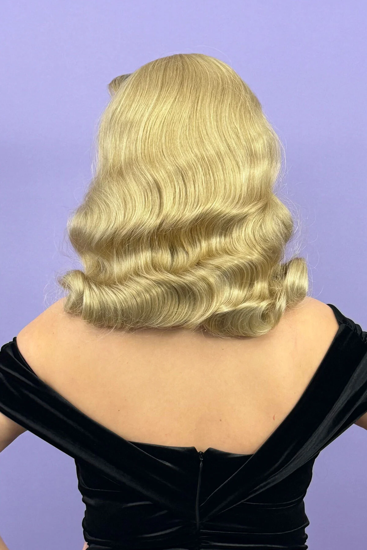 Half wig hairpiece, just below shoulder length, with deep finger waves: Deborah - Image 5