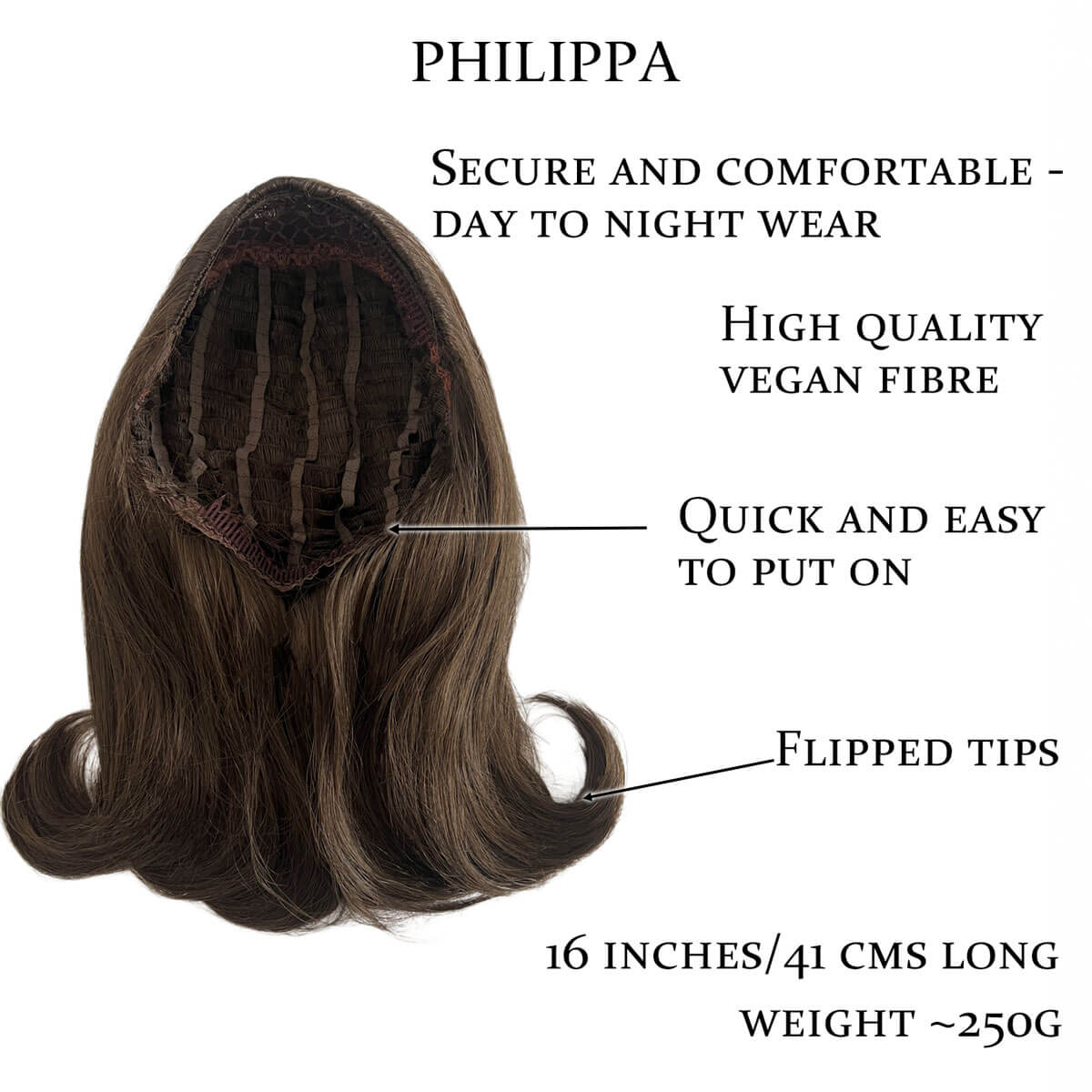 Philippa - The Perfect 1960s Style Flicked Half Wig - Image 14