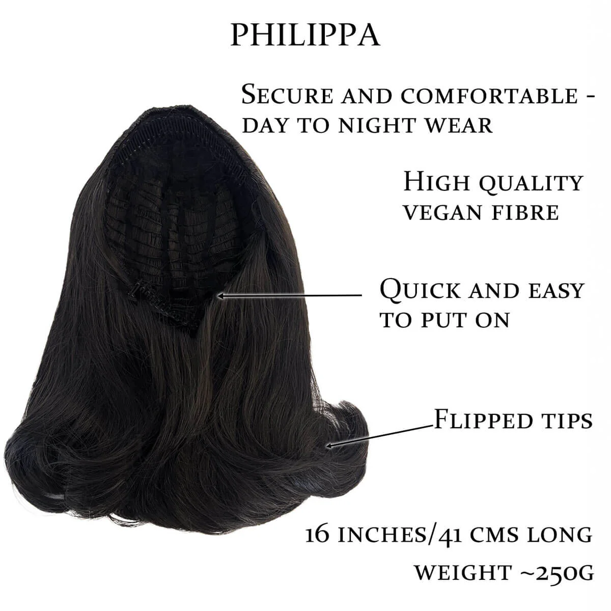 Philippa - The Perfect 1960s Style Flicked Half Wig - Image 56