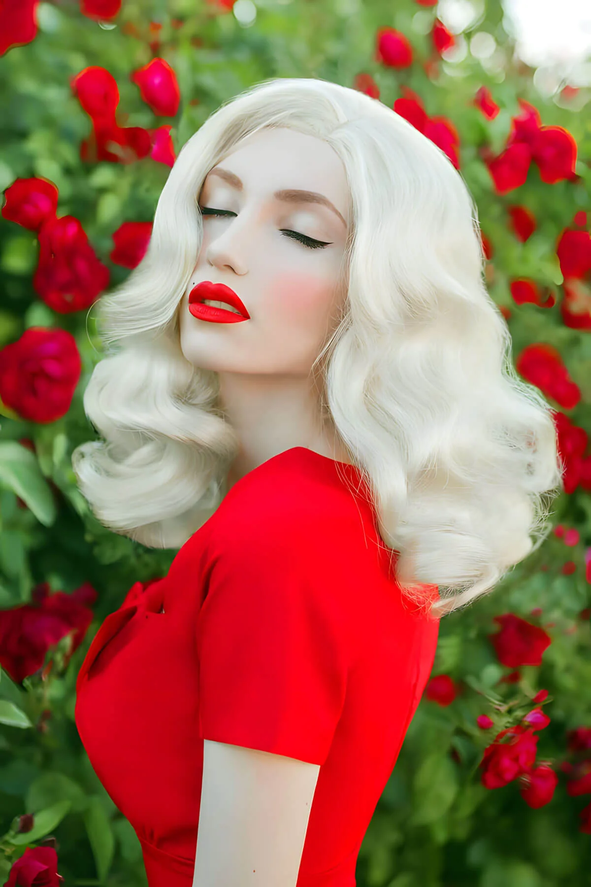 Blonde, shoulder length, pinup style wig with marcel waves: Lauren - Image 3