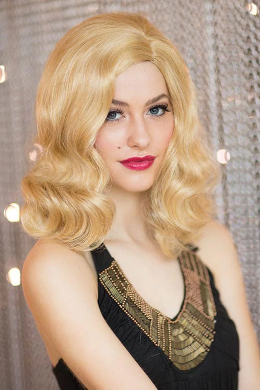 Blonde, shoulder length, pinup style wig with marcel waves: Lauren - Image 9