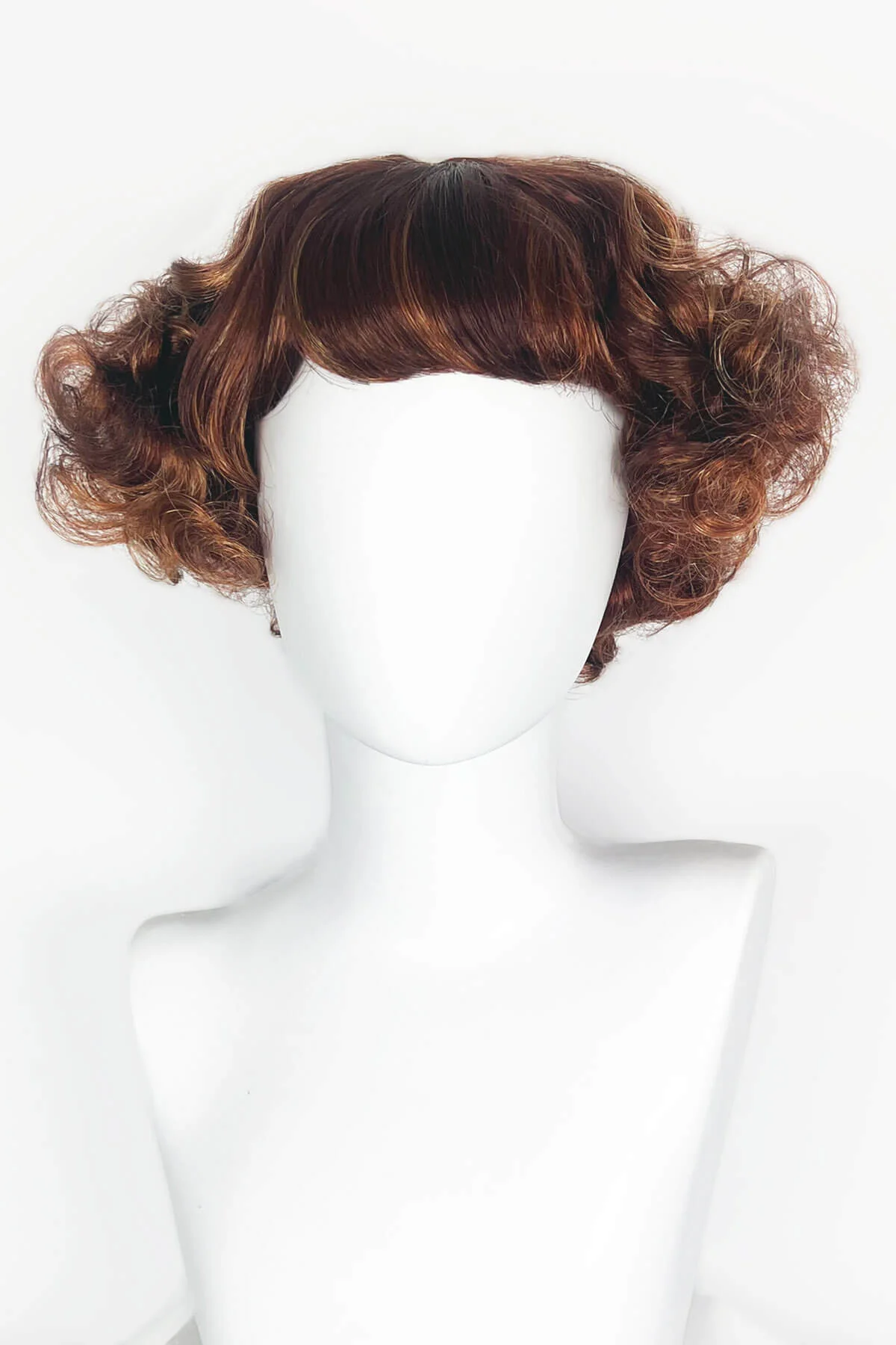 A short red, auburn and blonde mix vintage style wig with waves: Solana - Image 3