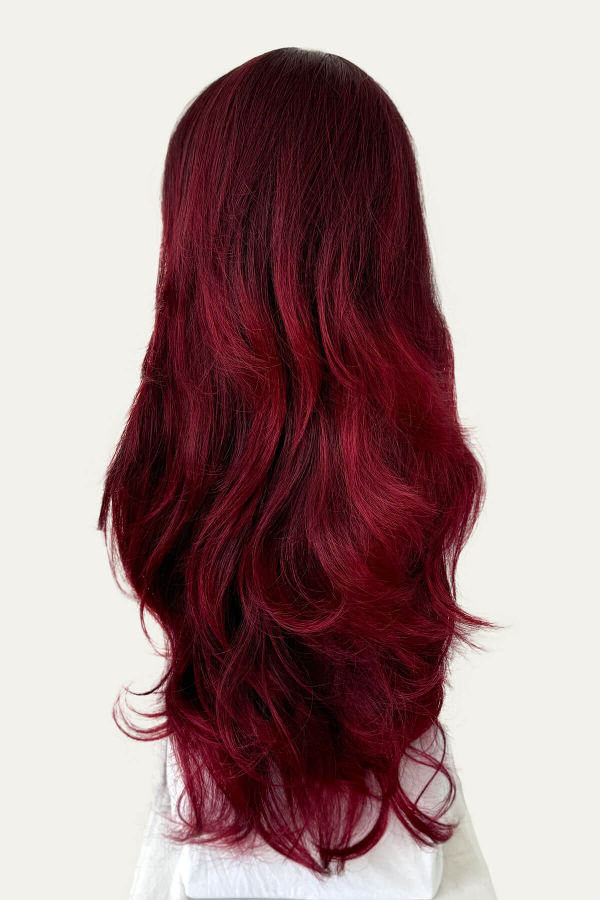 Black and red half wig hairpiece (3/4 wig), loose curls: Monica - Image 4