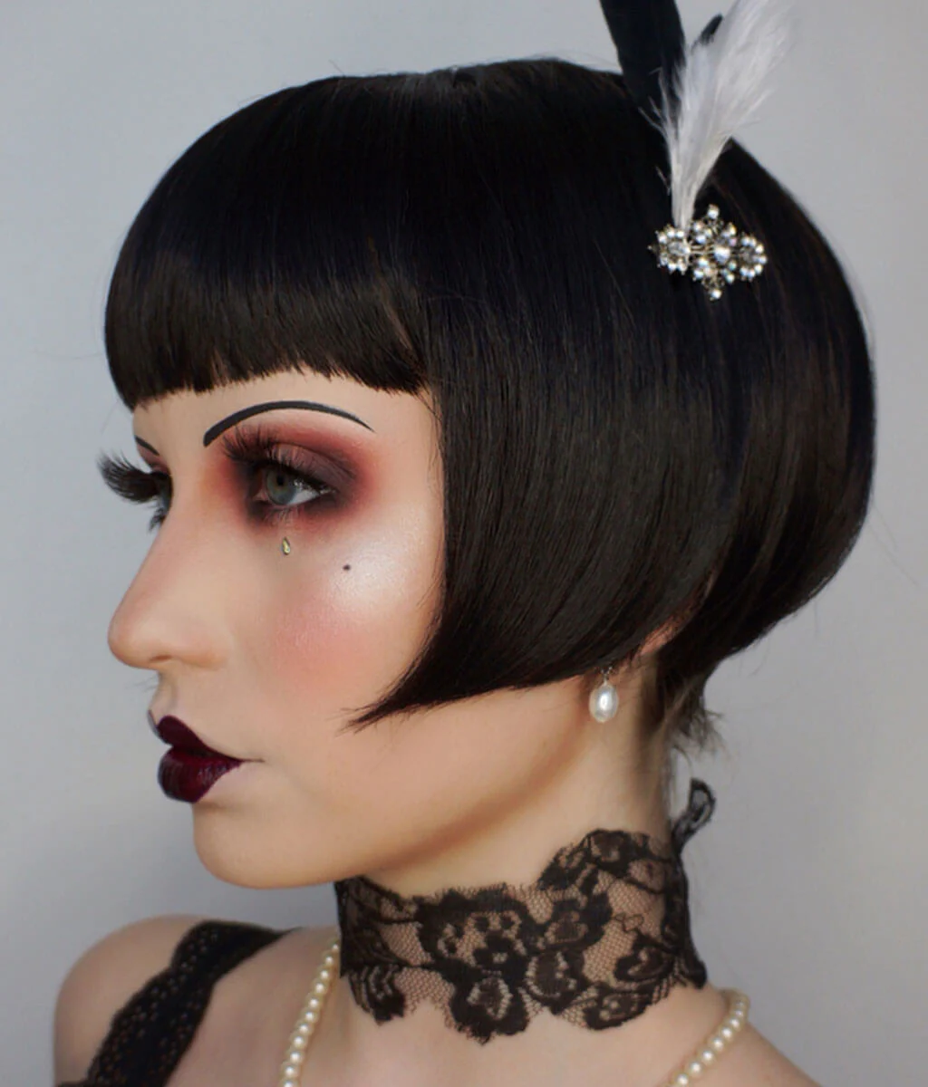 Louise Brooks style wig, short black 'Lulu' bob: Brooks - Image 6