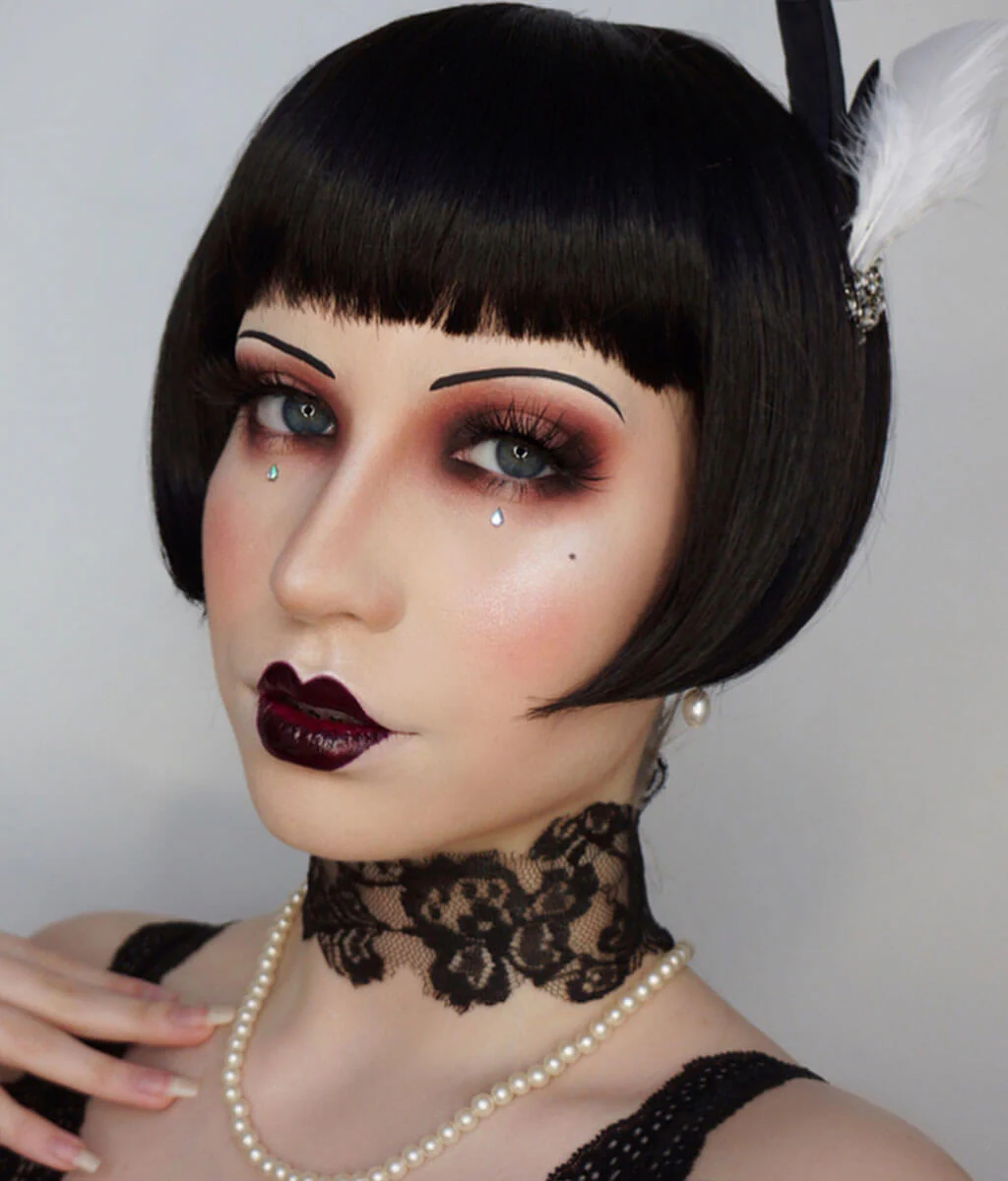 Louise Brooks style wig, short black 'Lulu' bob: Brooks - Image 7