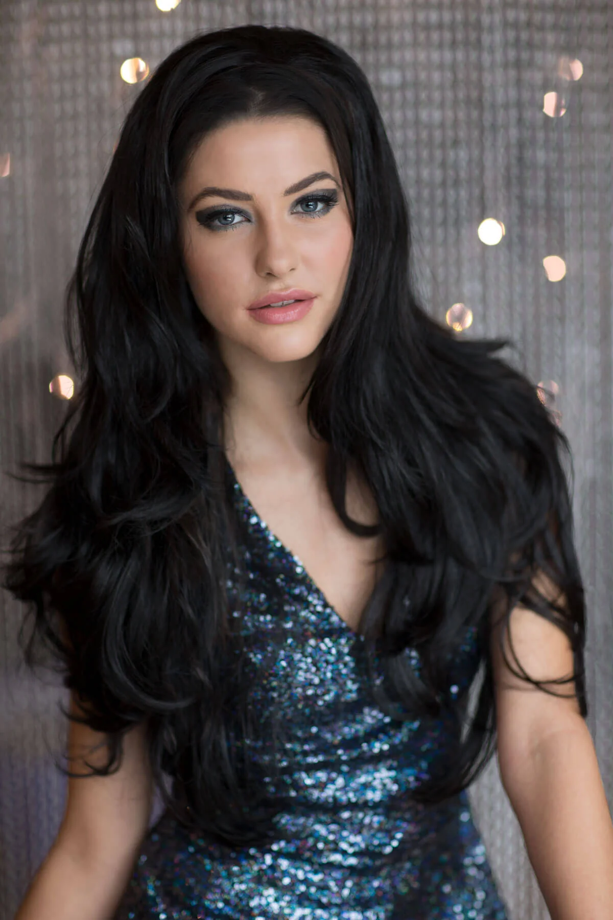 Black half wig hairpiece (3/4 wig), long layers: Aislynn - Image 10