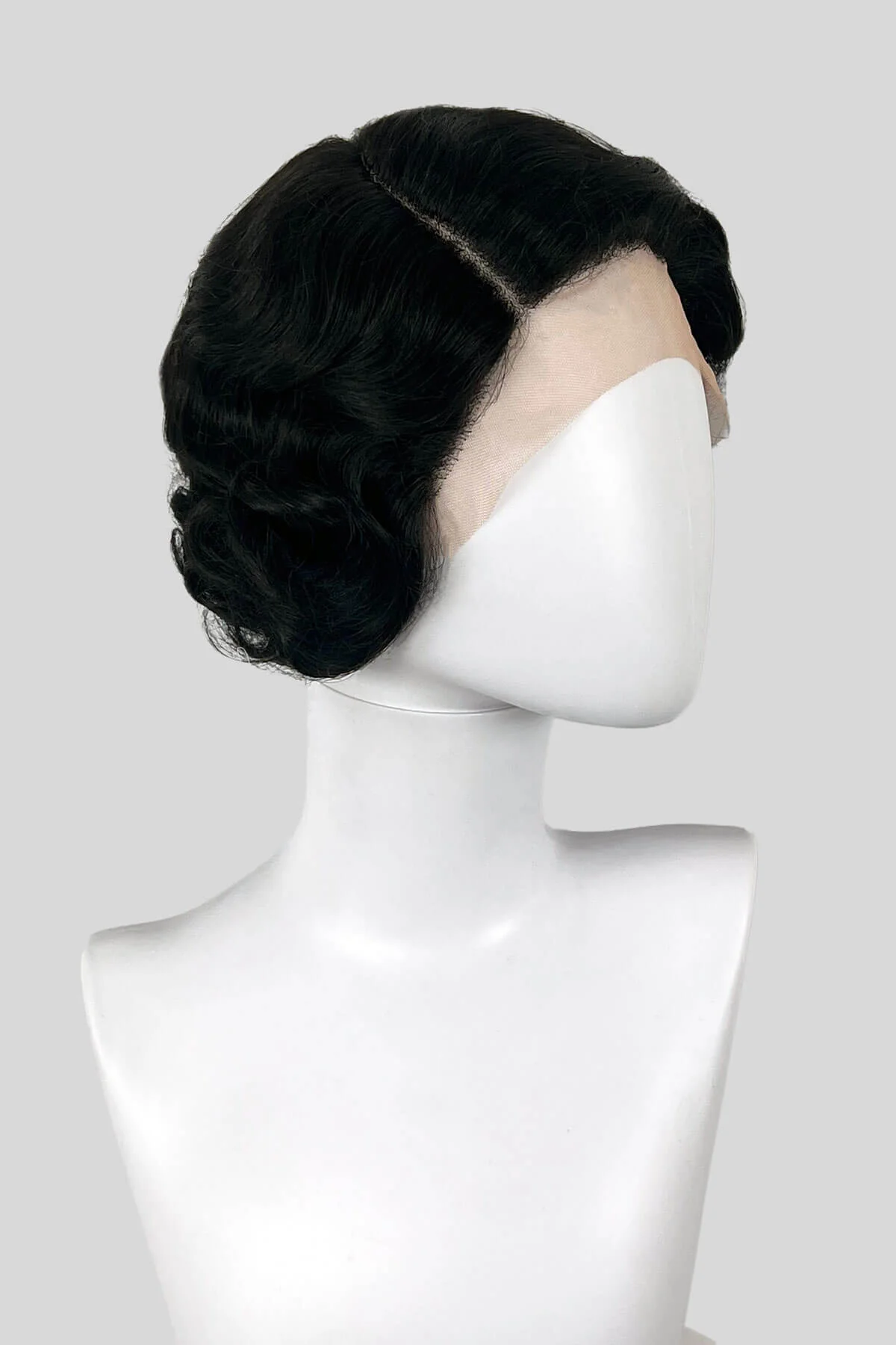 Black lace front wig, short with finger waves: Viola - Image 6