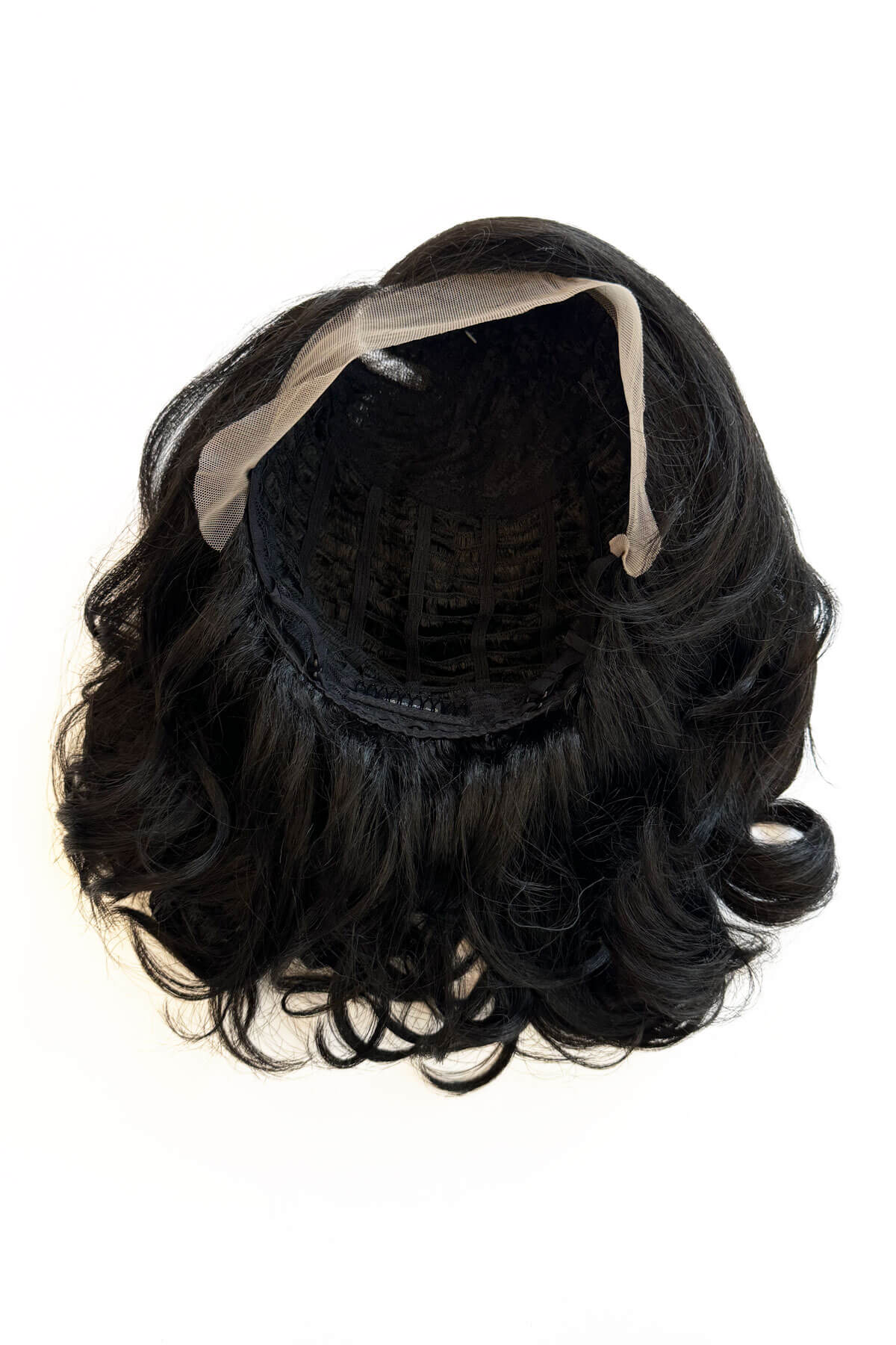 Black shoulder length long bob (lob) lace front wig with side sweeping fringe/bangs: Amaris - Image 6