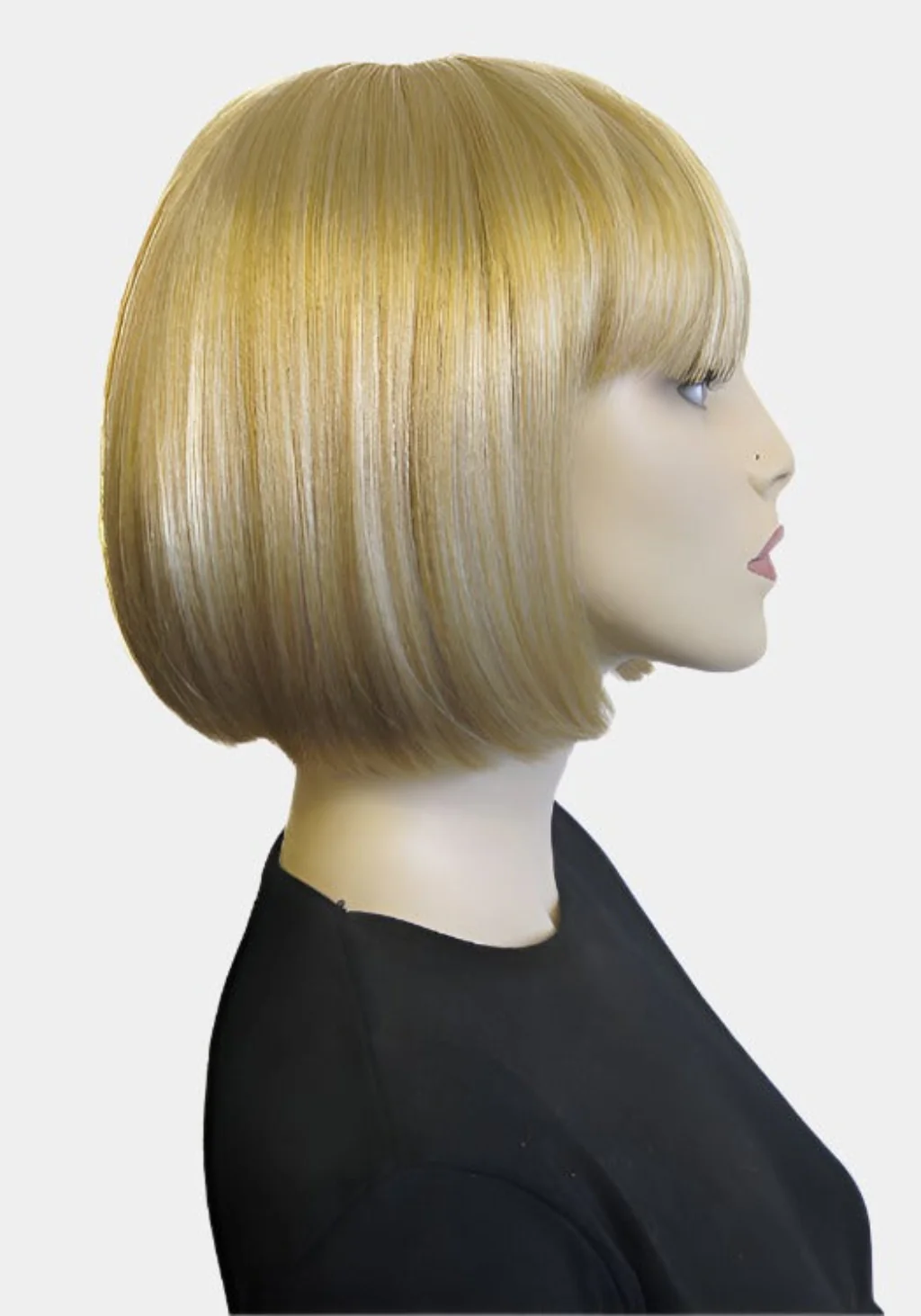 Blunt blonde bob wig with fringe: Gracie - Image 15