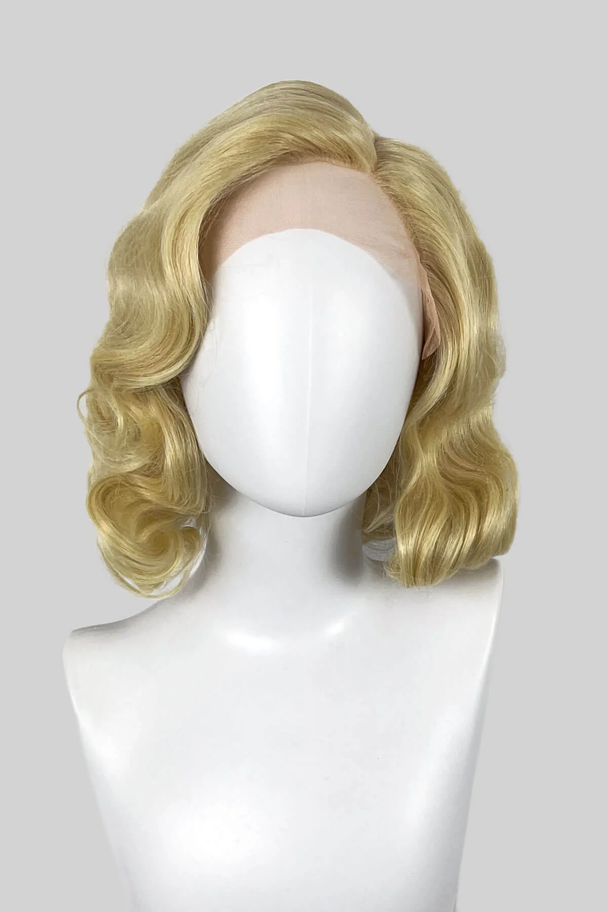 Blonde lacefront wig, pinup/vintage style, mid length with finger waves: Della - Image 4