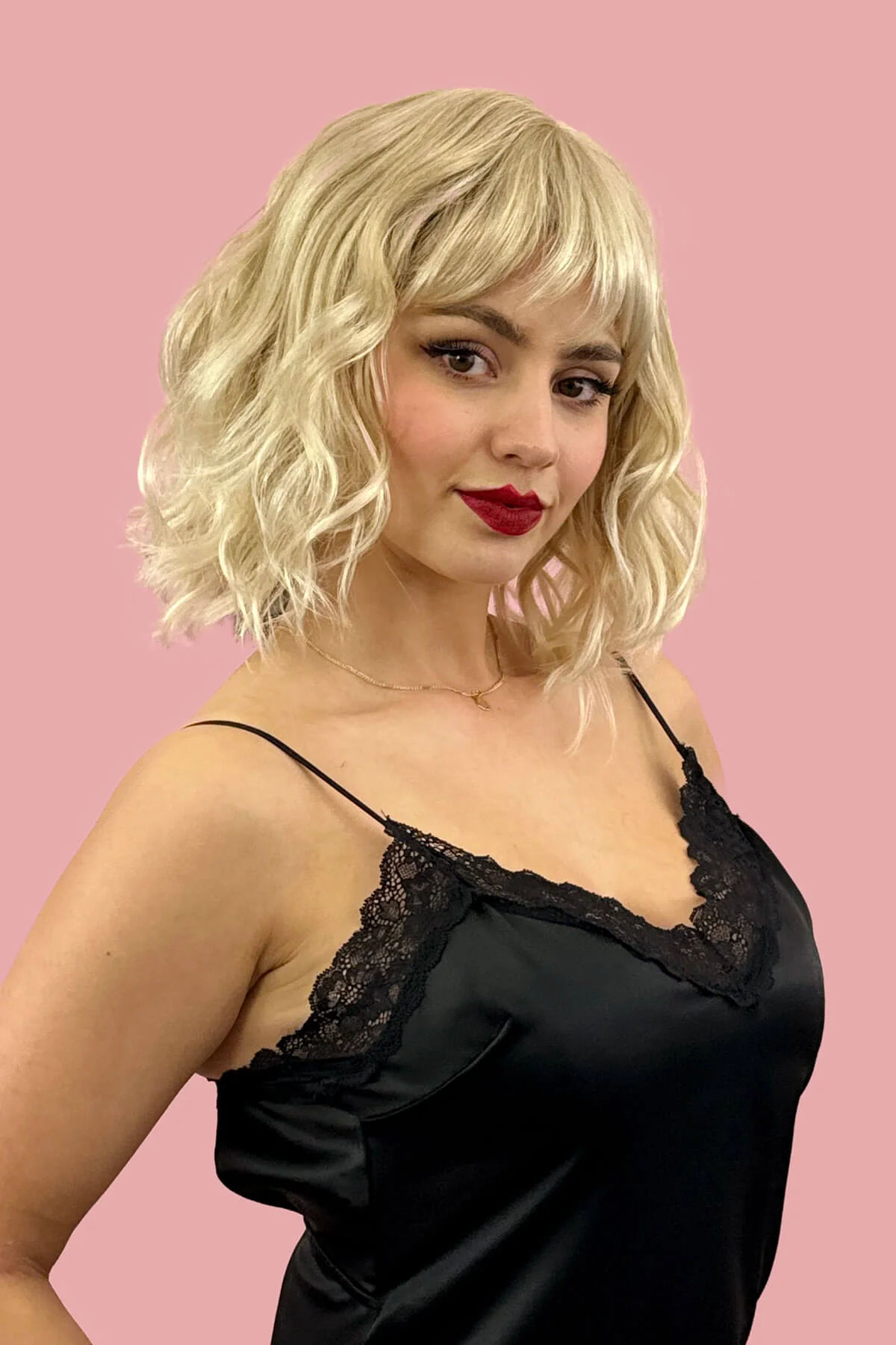 Blonde long wavy bob (lob) wig, ash blonde blending to light blonde: Pearl - Image 2