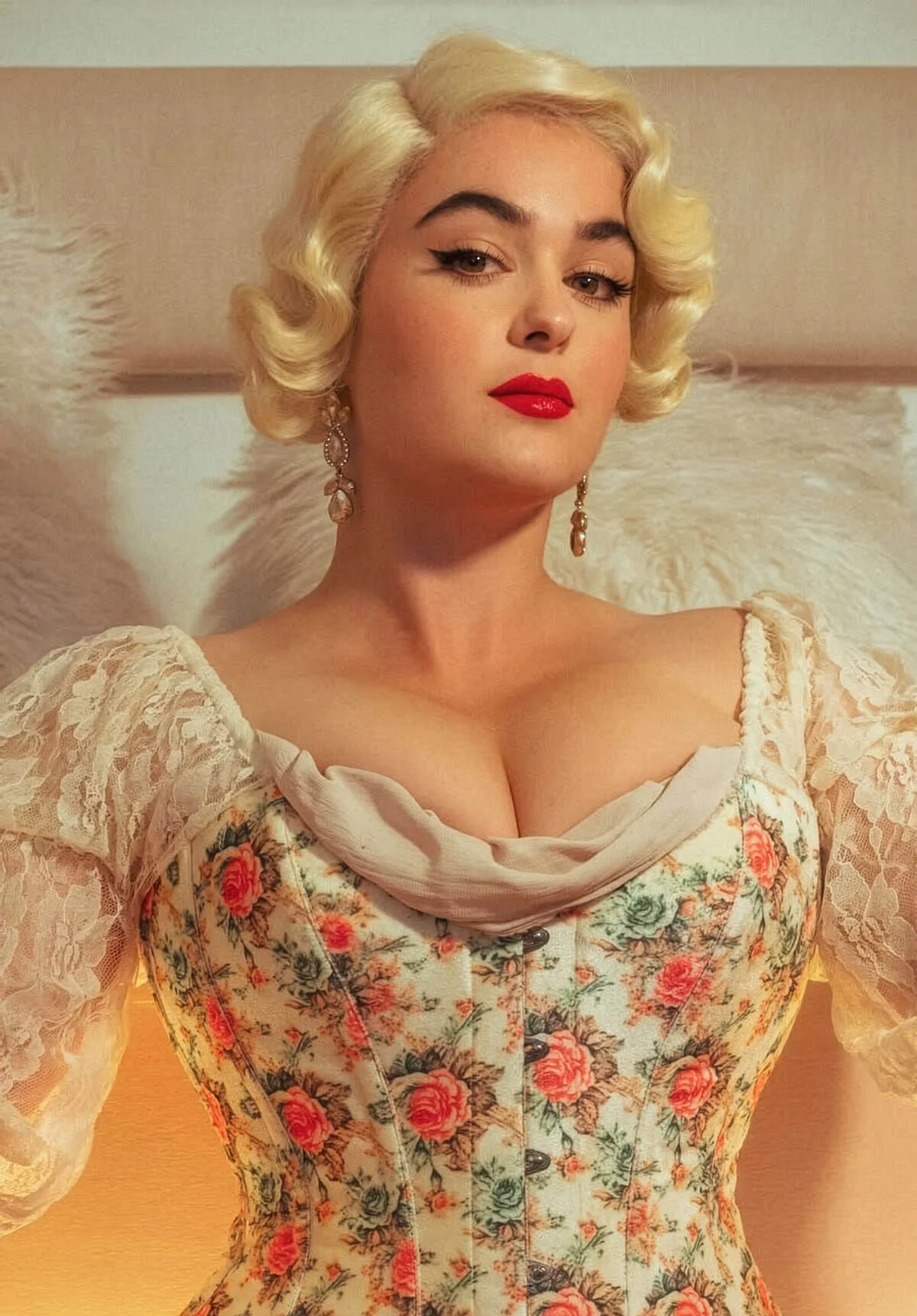 Short blonde lace front wig with beautiful hollywood s-waves: Odette - Image 7