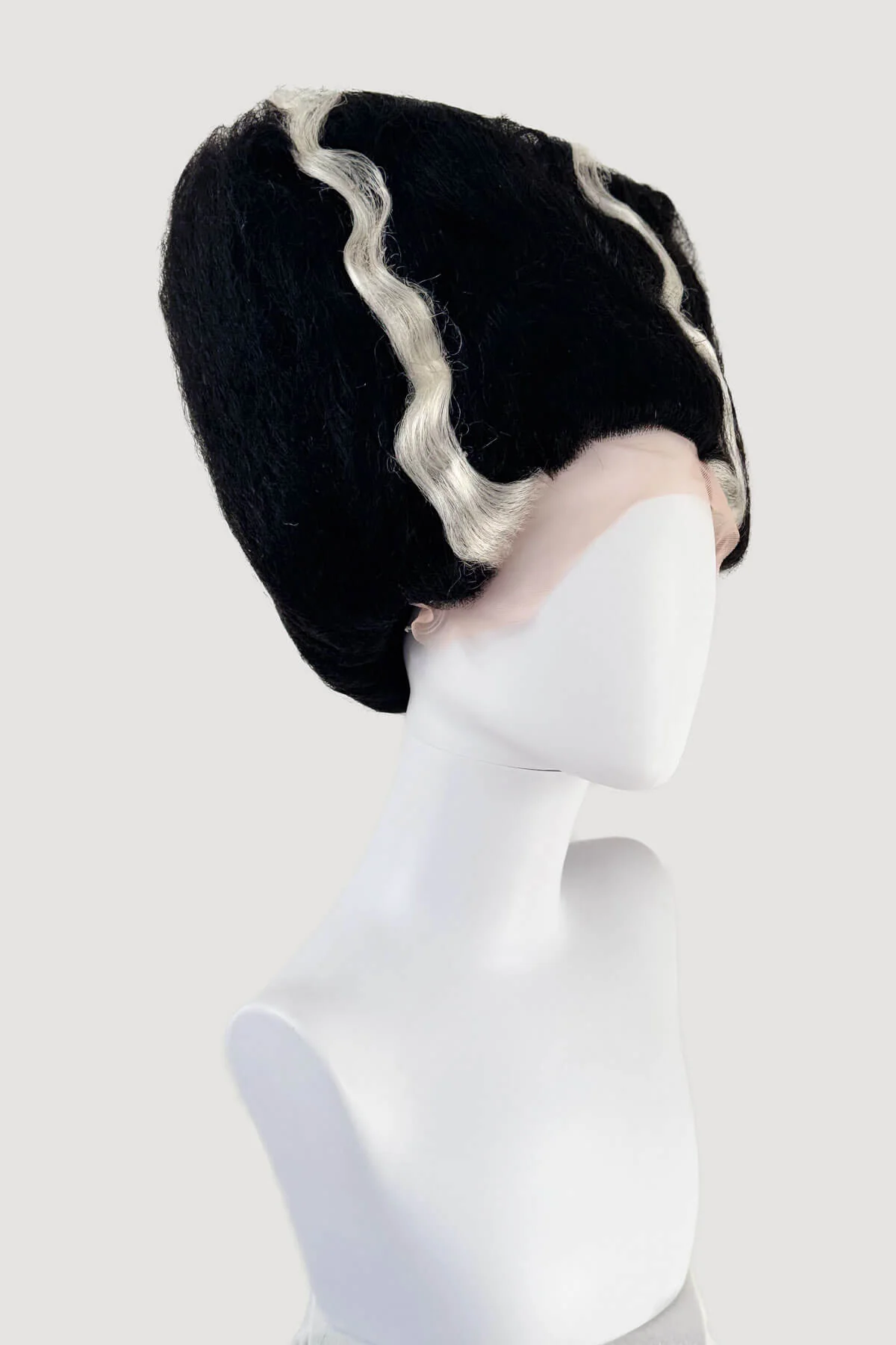 Bride of Frankenstein lacefront wig, black with platinum streaks: Eva - Image 2