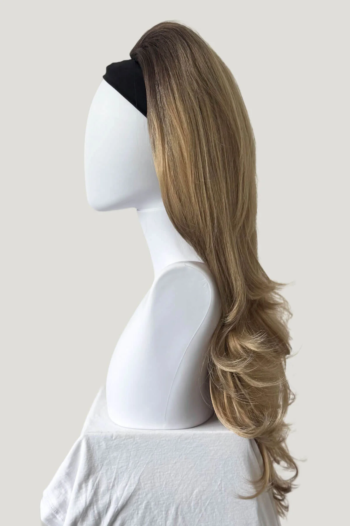 Brown to Blonde Ombre Half Wig - Layered Wavy Hairpiece: Adeline - Image 3