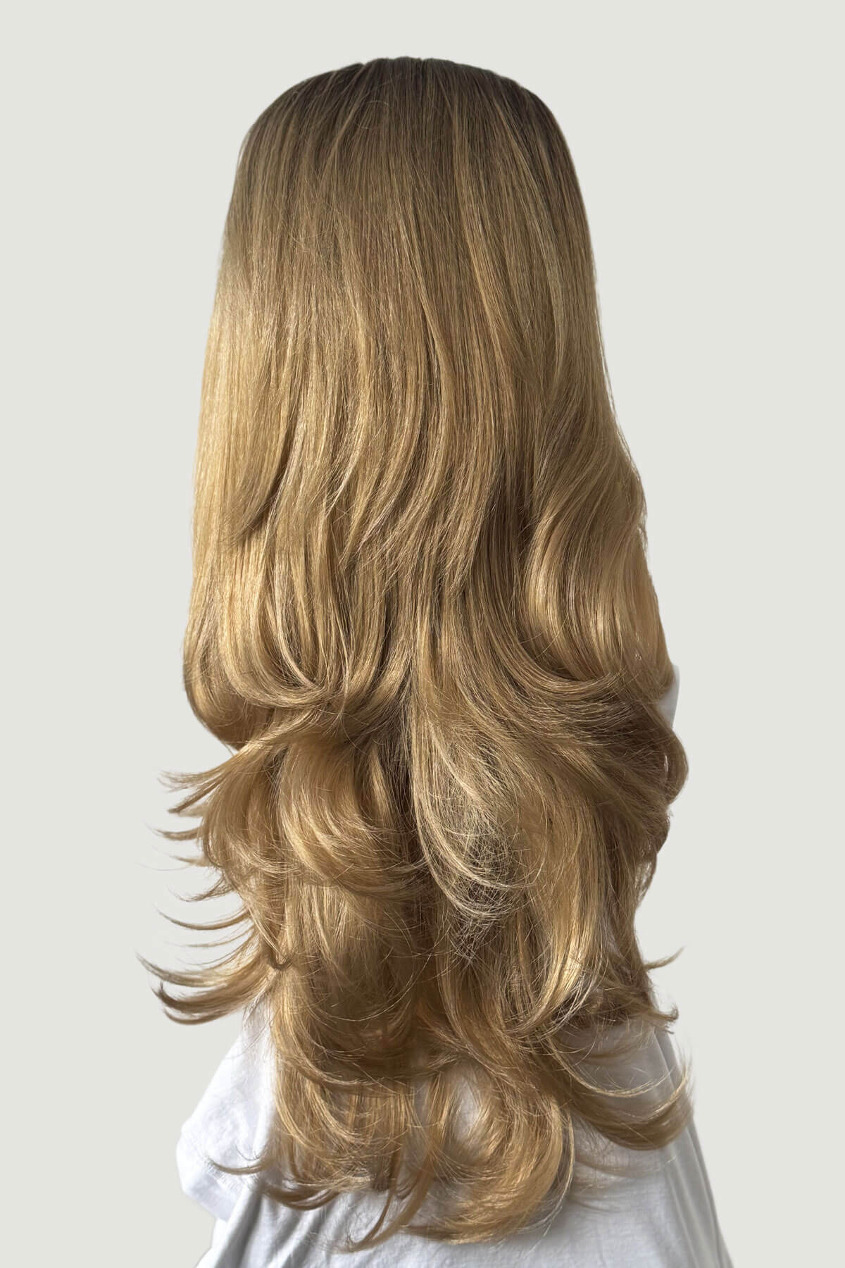 Brown to Blonde Ombre Half Wig - Layered Wavy Hairpiece: Adeline - Image 4