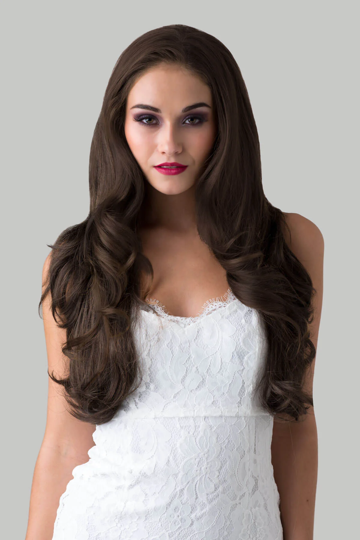 Simone - Bouncy Blowout Style Long Layered Brown Half Wig - Image 15