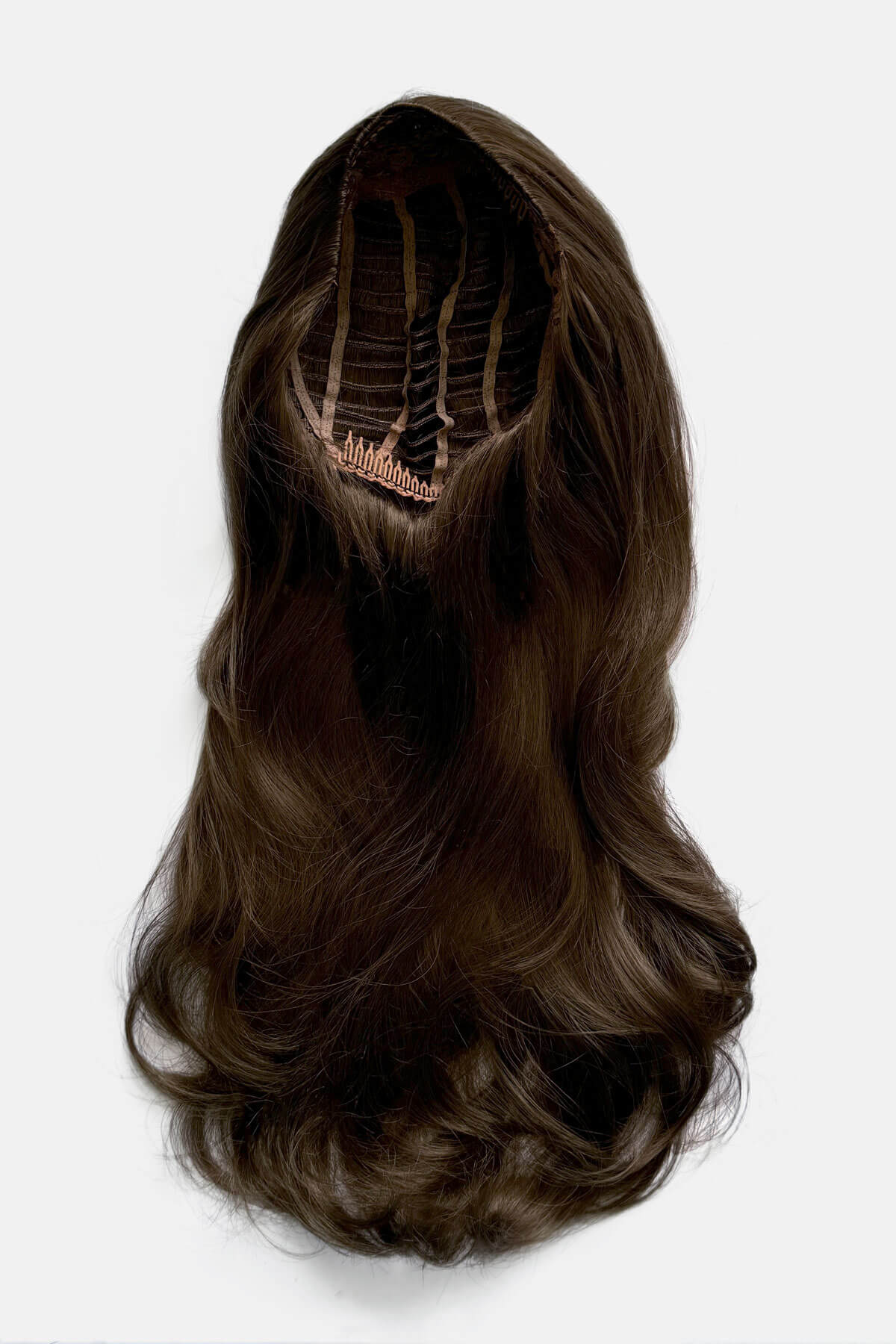 Simone - Bouncy Blowout Style Long Layered Brown Half Wig - Image 25