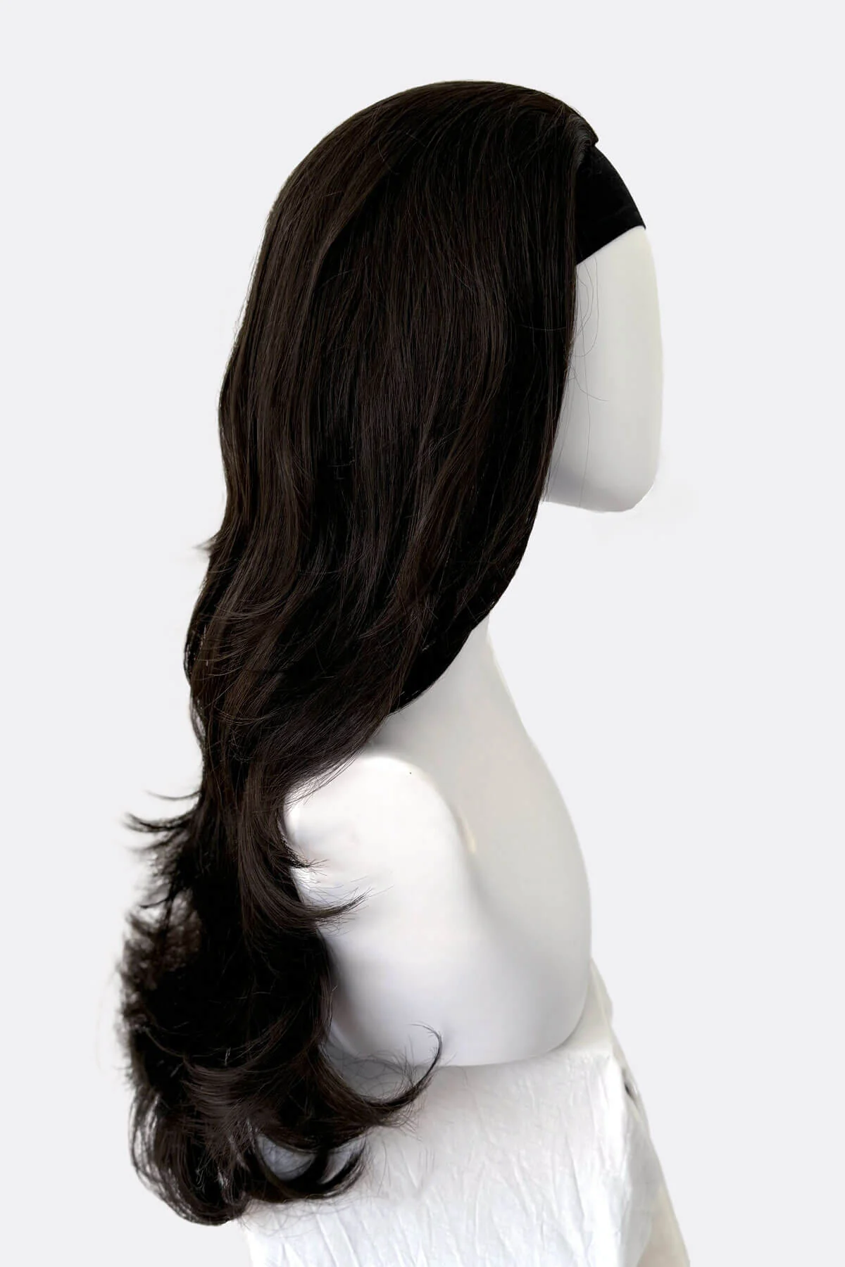 Simone - Bouncy Blowout Style Long Layered Brown Half Wig - Image 3