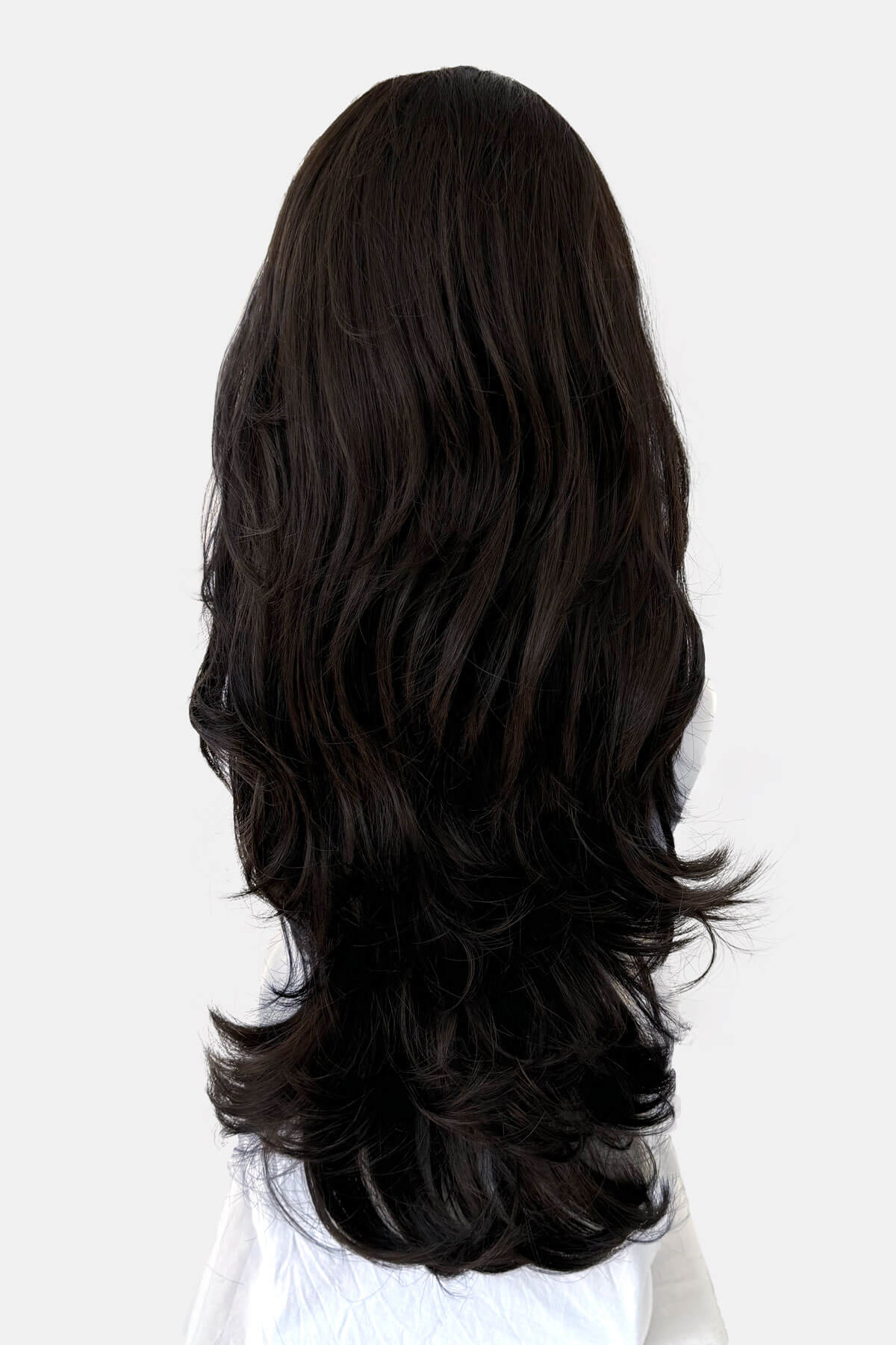 Simone - Bouncy Blowout Style Long Layered Brown Half Wig - Image 4