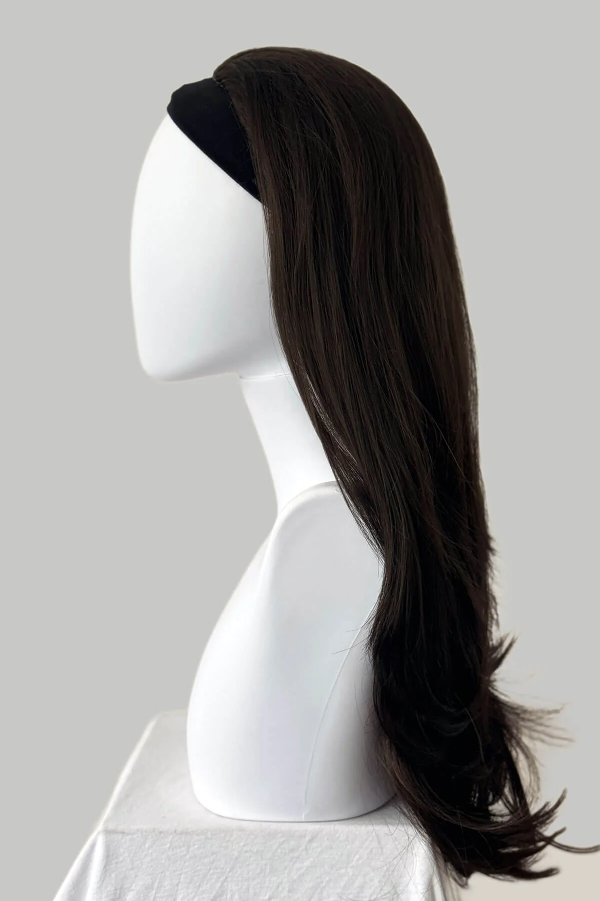 Brown half wig hairpiece, layered and straight: Summer - Image 3