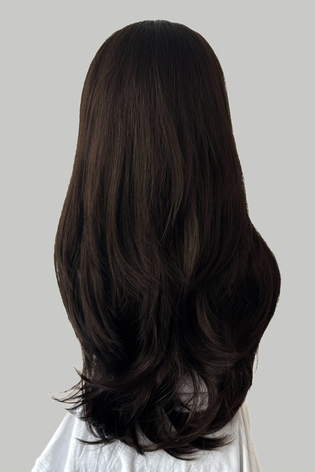 Brown half wig hairpiece, layered and straight: Summer - Image 4