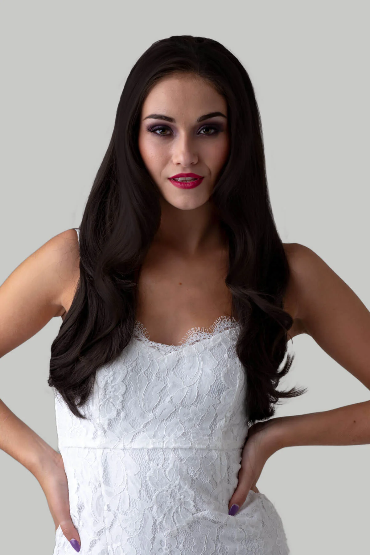 Brown half wig hairpiece, layered and straight: Summer - Image 7