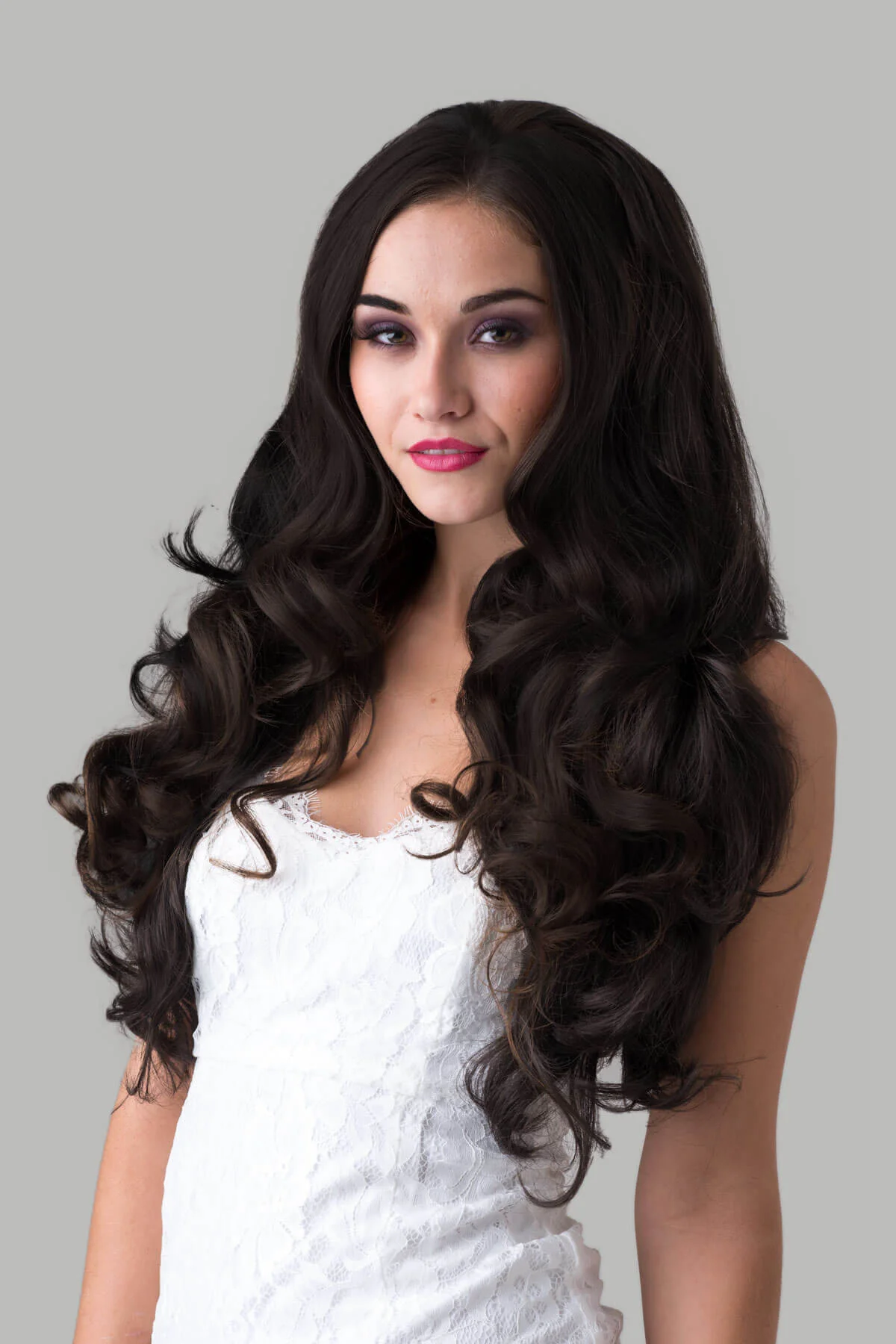 Chelsea - Super Full Volume Long Loose Curls Brown  Half Wig - Image 2