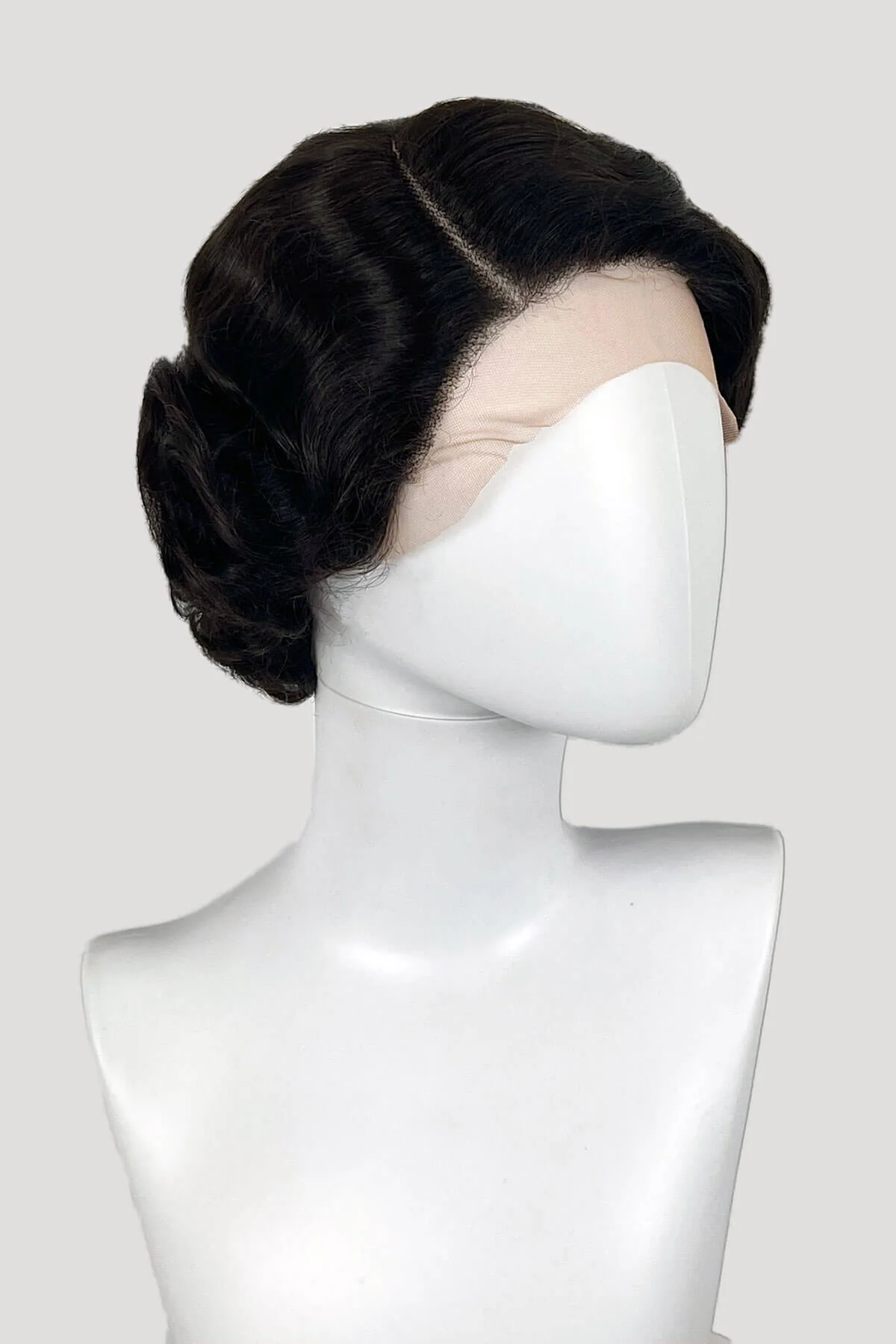 Brown lacefront wig, pinup/vintage style, short with finger waves: Dixie - Image 3