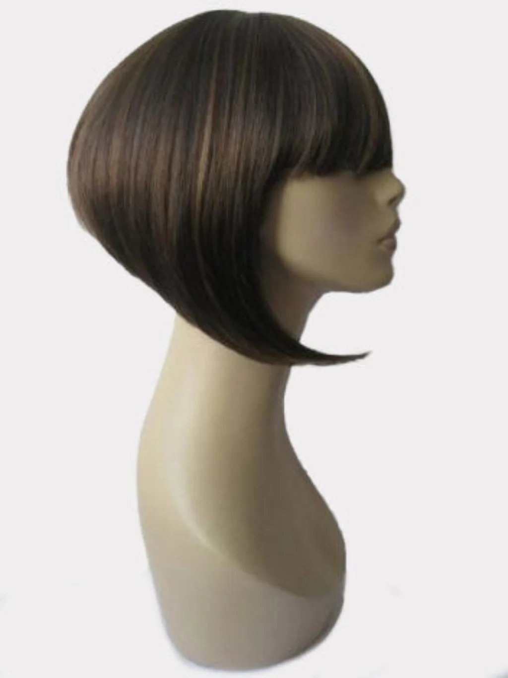 Chocolate brown inverted bob wig with blonde highlights: Keira - Image 5