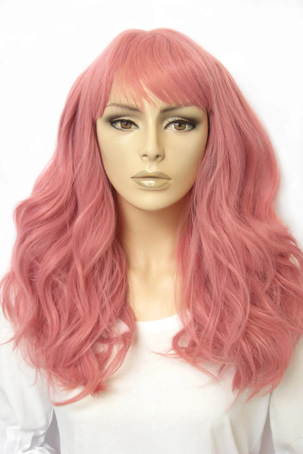 Dusty pastel pink wig with long cascading waves: Rosalie - Image 7