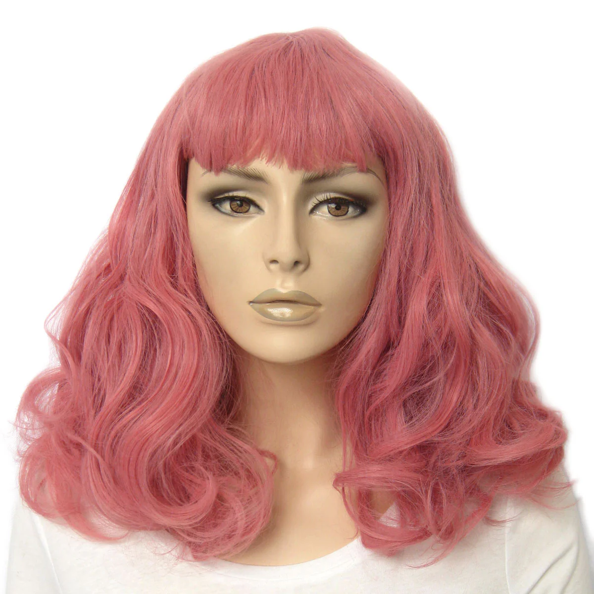 Dusty Pink vintage style wig with short fringe: Paloma - Image 5