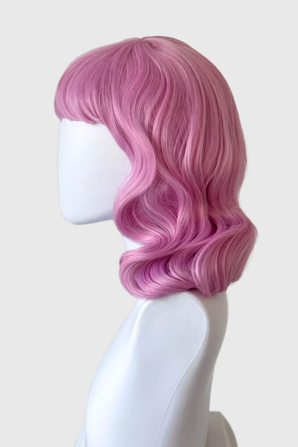 Pink pinup style wig, with finger waves and a short fringe: Stevie - Image 19