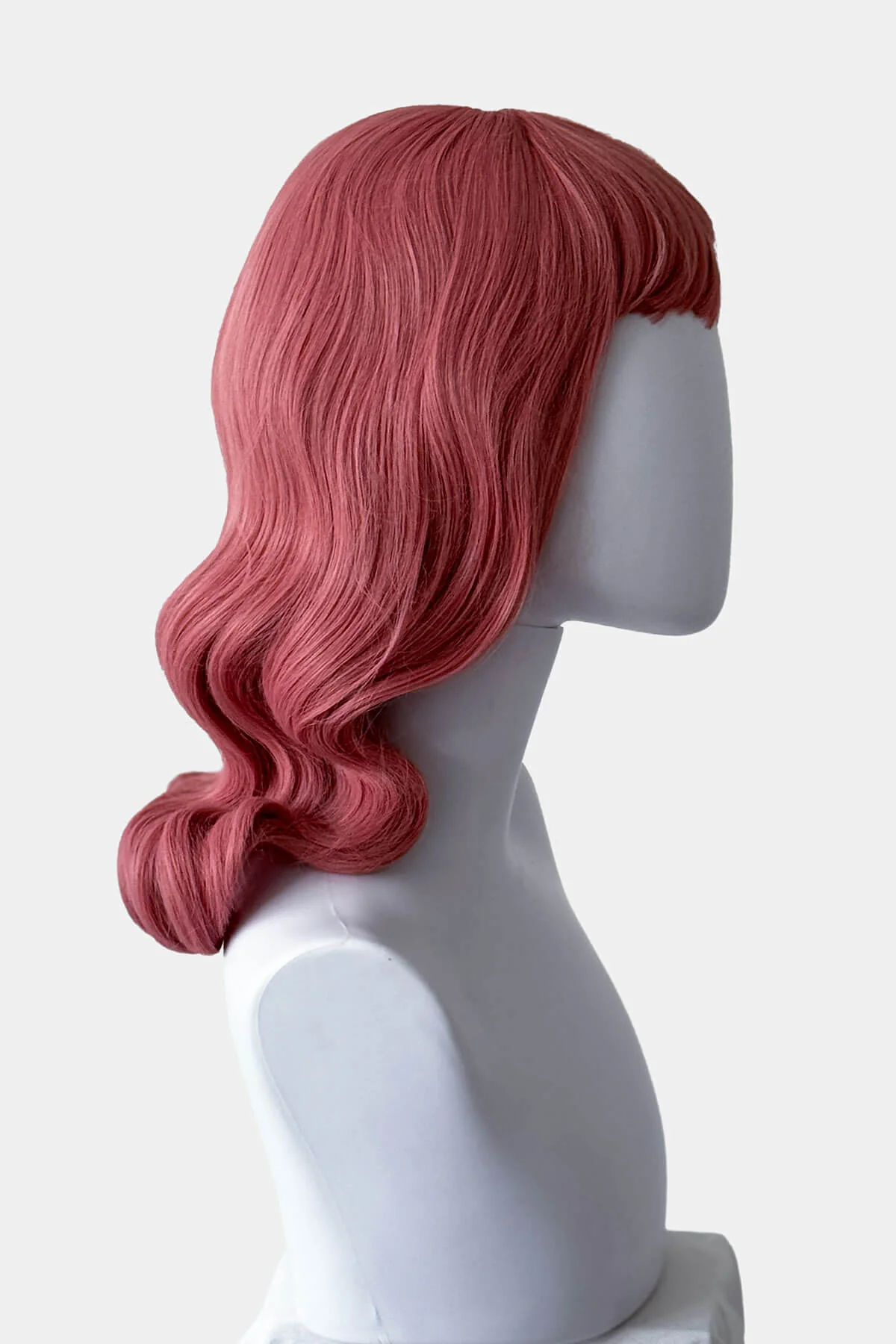 Pink pinup style wig, with finger waves and a short fringe: Stevie - Image 4