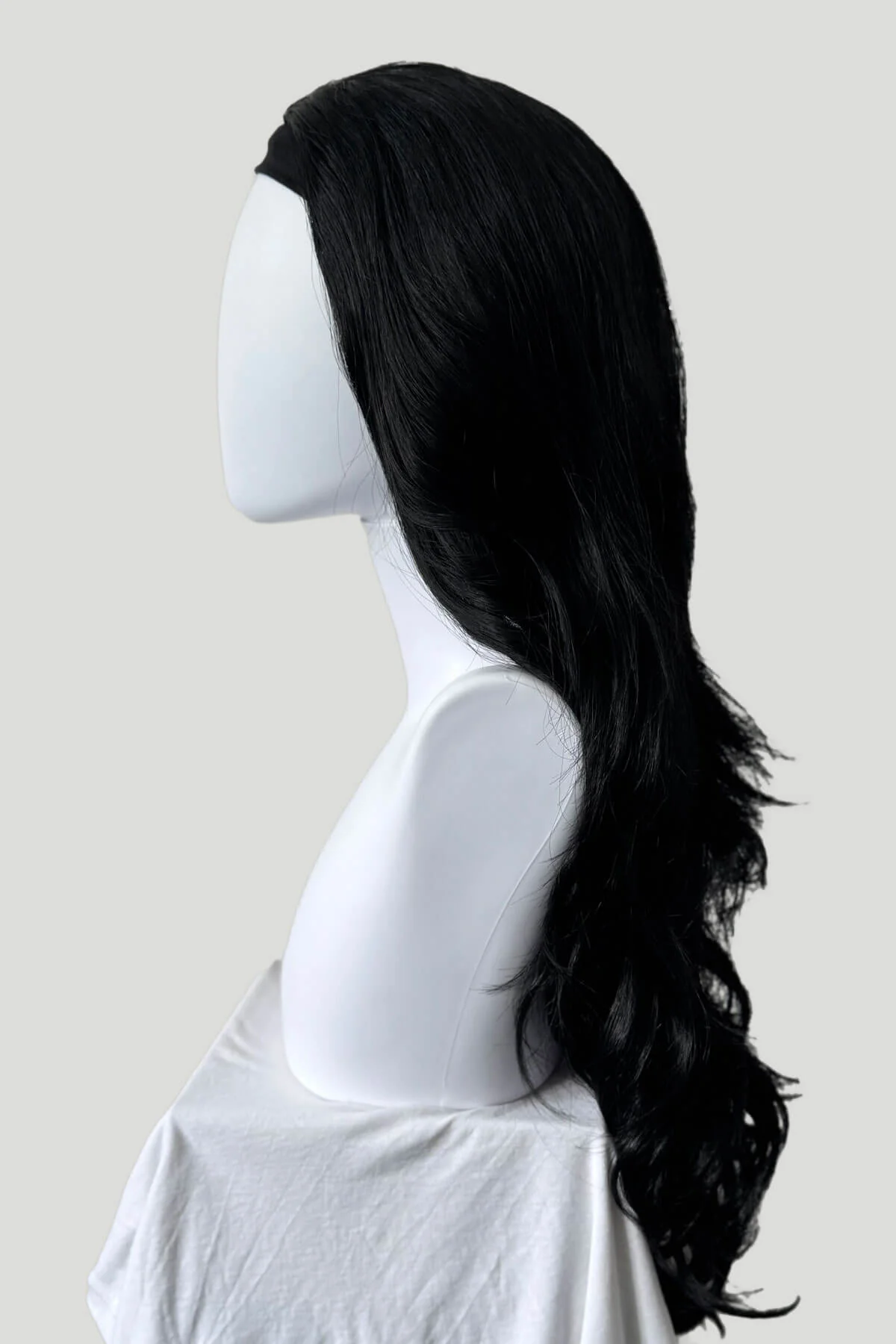 Black half wig hairpiece with long waves: Jessie - Image 9