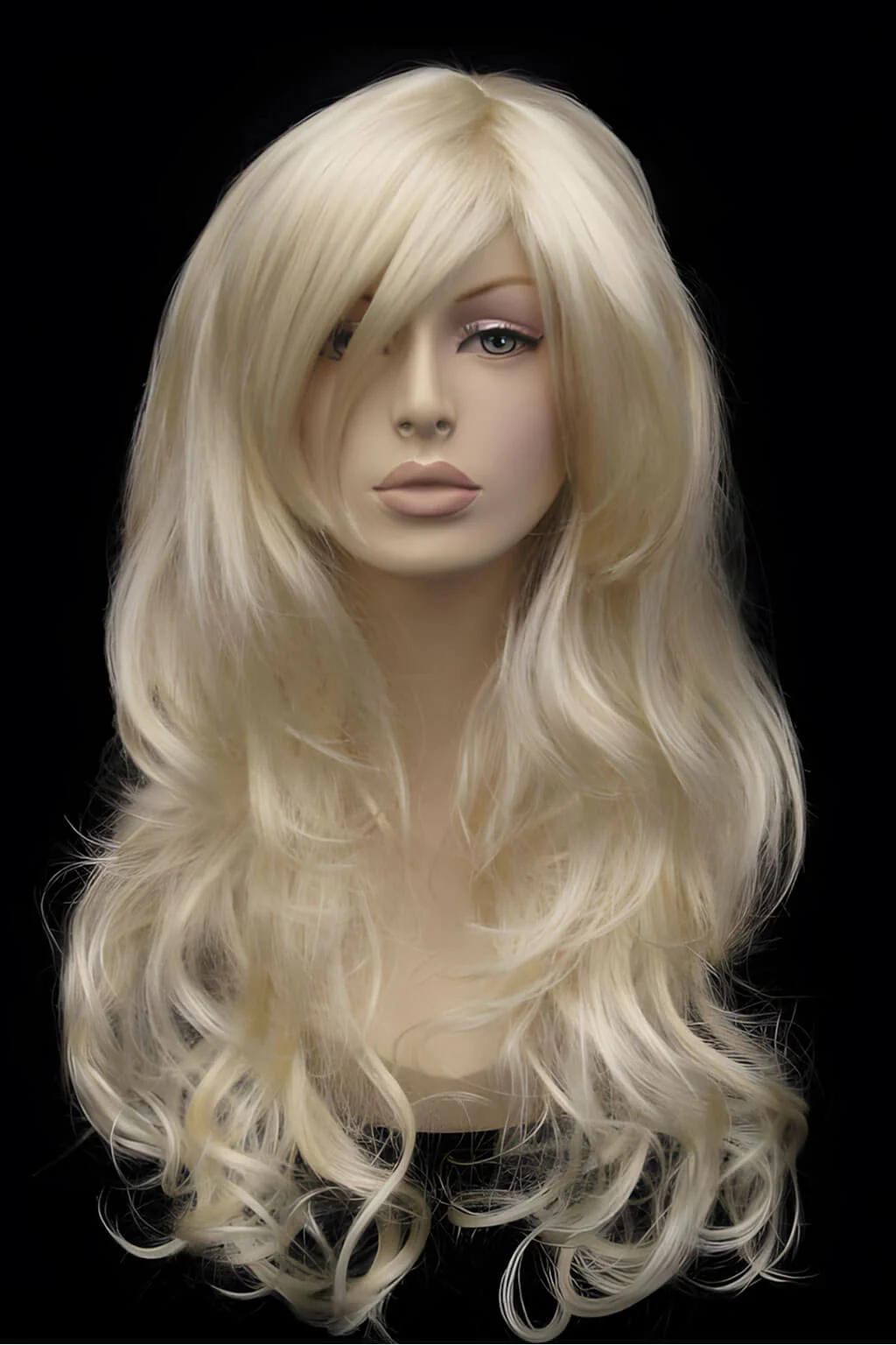 Blonde wig with big loose curls and sweeping fringe, extra long: Carly - Image 3