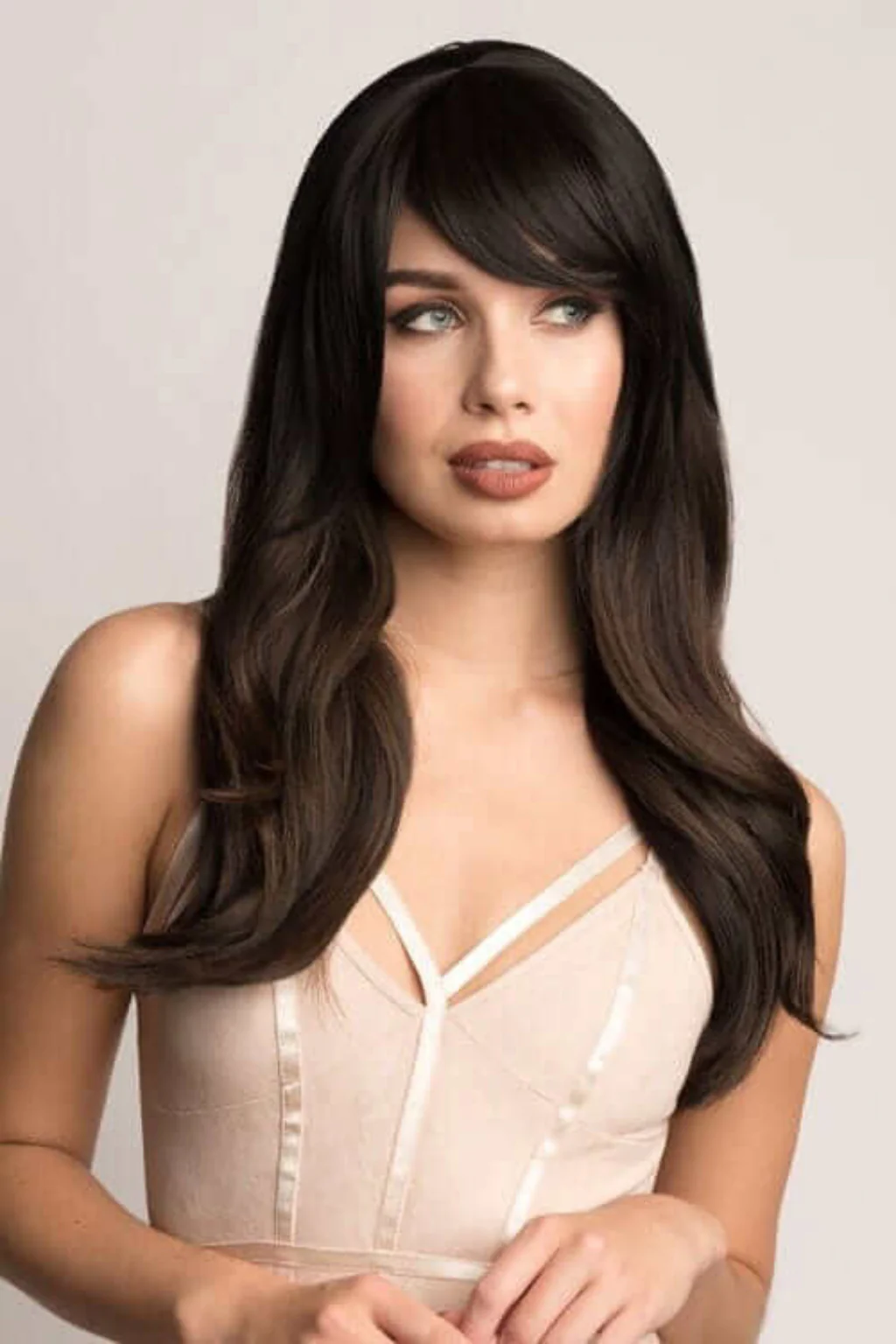 Clip in fringe hairpiece, thick, long, sweeping/clip-in bangs: Nova - Image 15