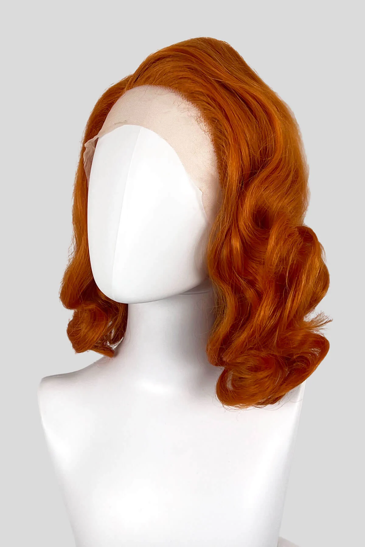 Ginger lace front wig, pinup/vintage style, mid length with finger waves: Flora - Image 2